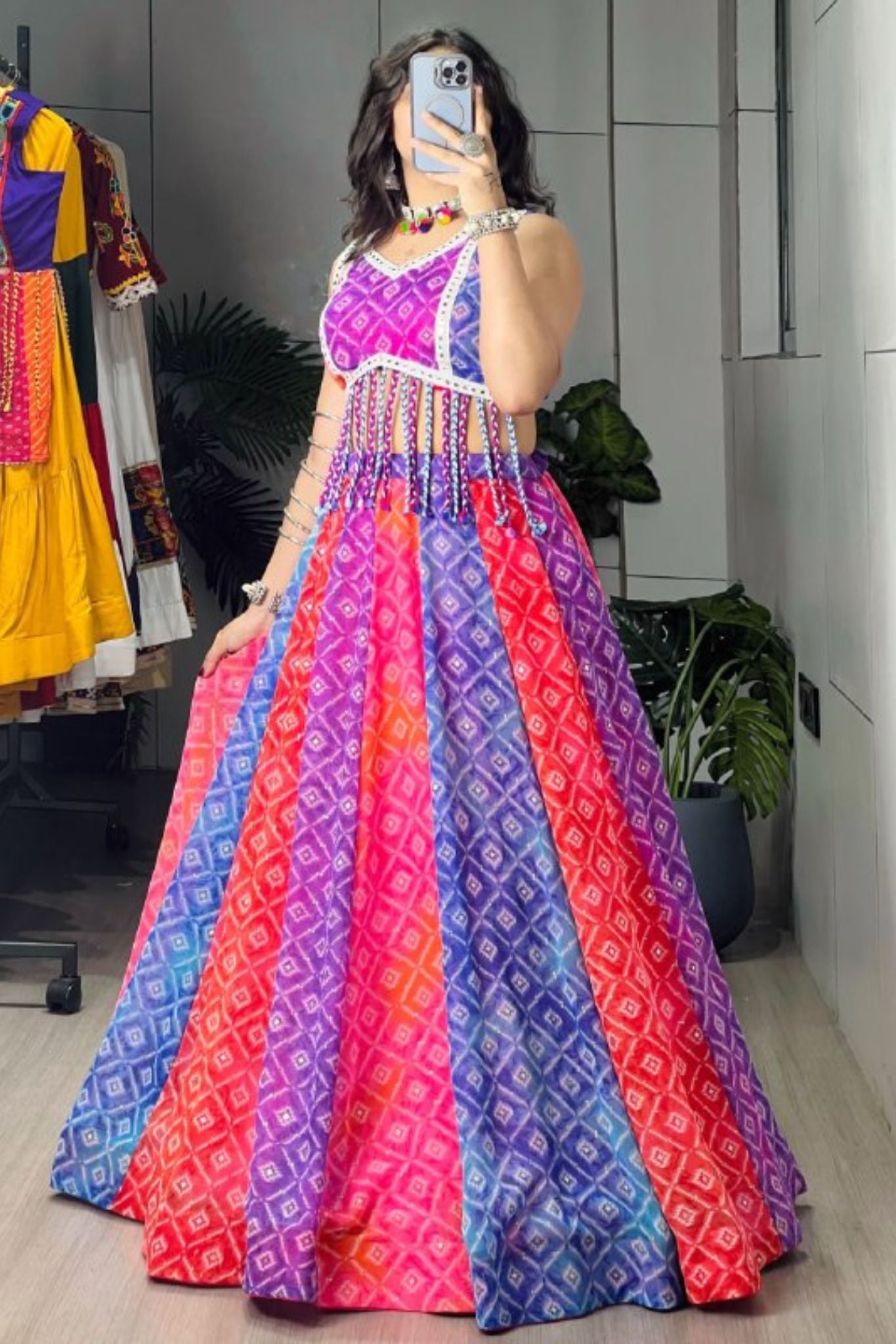 Raasrang Multicolor Foil Print Navratri Designer Lehenga Choli