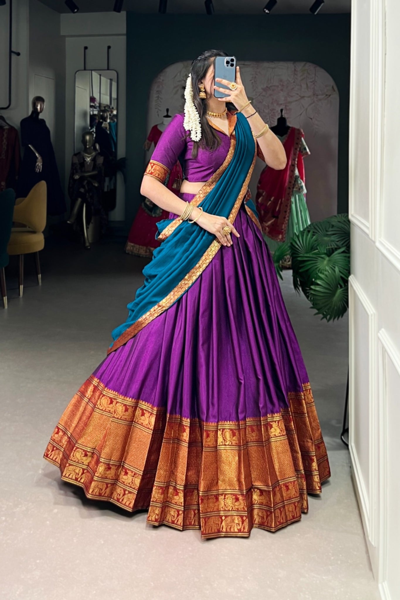 Beautiful Narayan Pet Cotton Zari Weaving Work Lehenga Choli