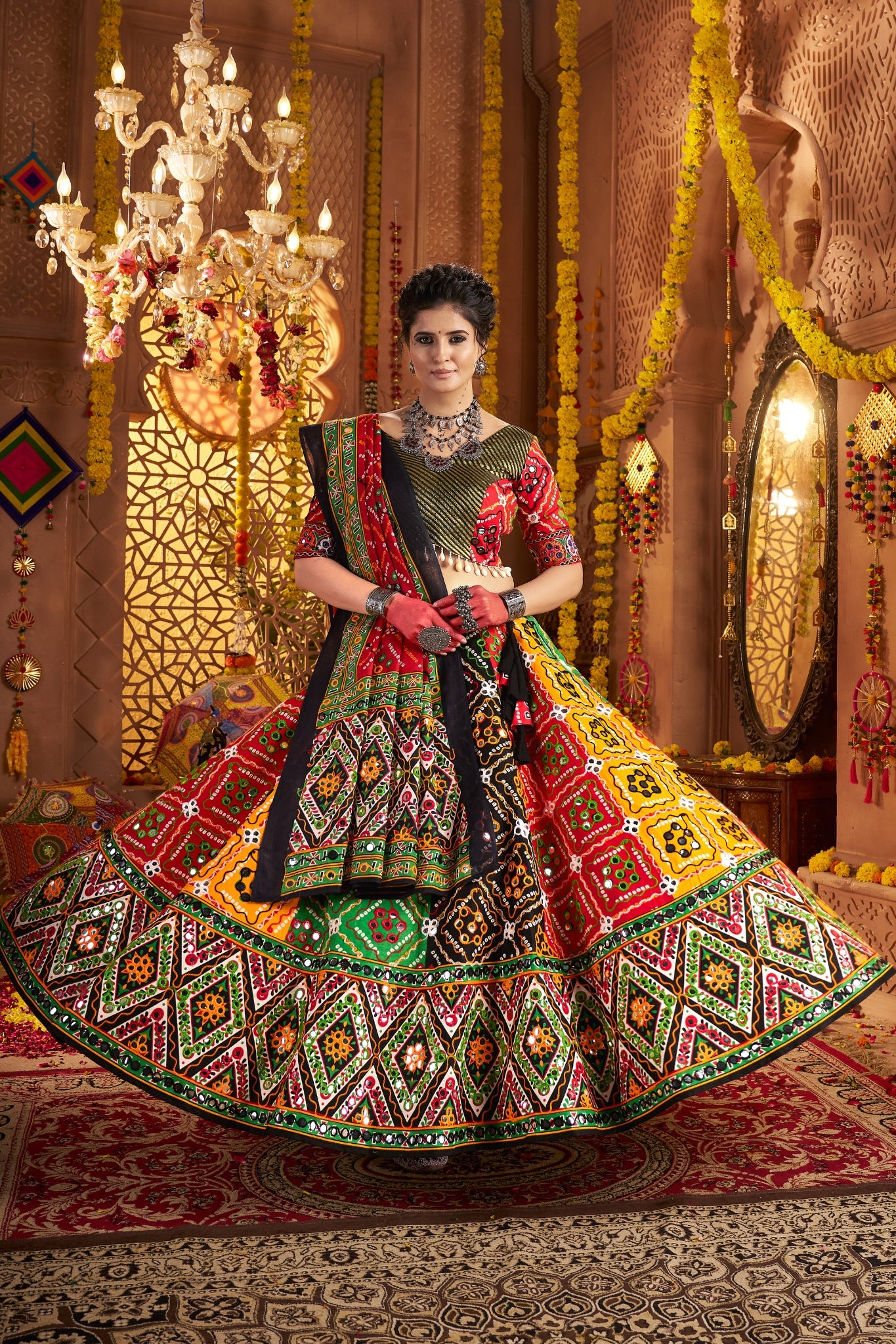 Beautiful Multi Color Designer Organic Cotton Navratri Stylish Chaniya Choli