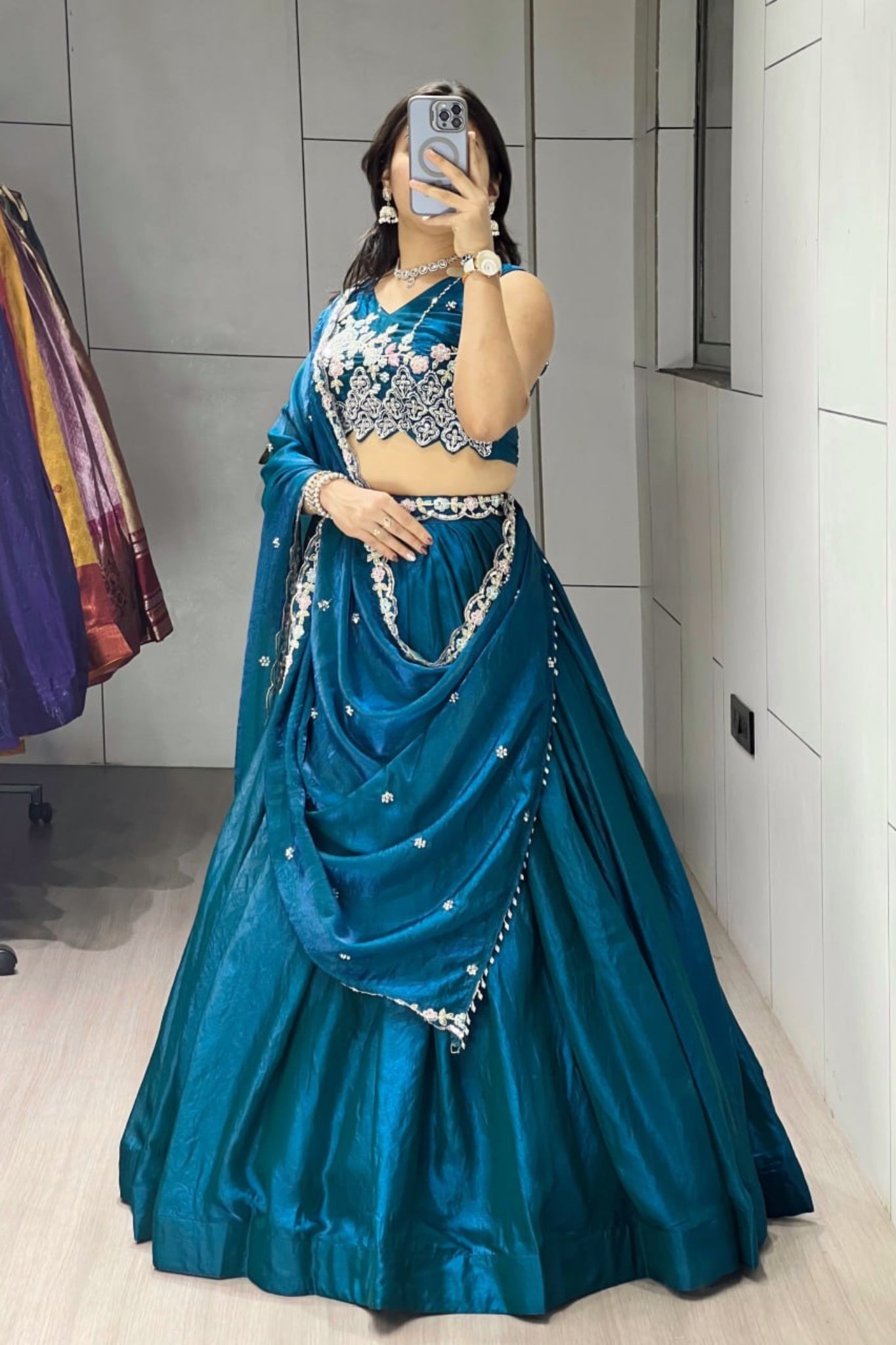 Luxury Antique Beads Work Lehenga Choli With Designer Scallop Blouse And Elegant Dupatta