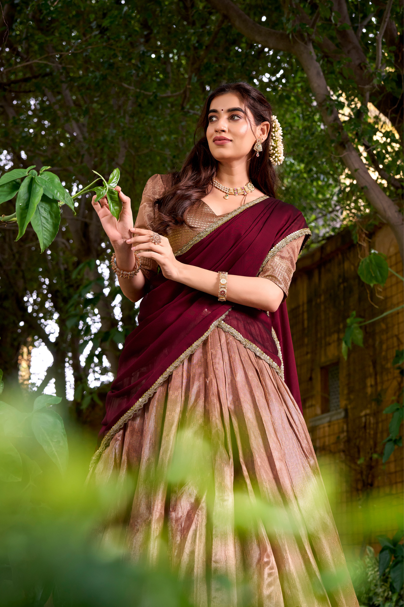 Luxury Dupion Silk Zari Weaving Lehenga Set with Dupatta