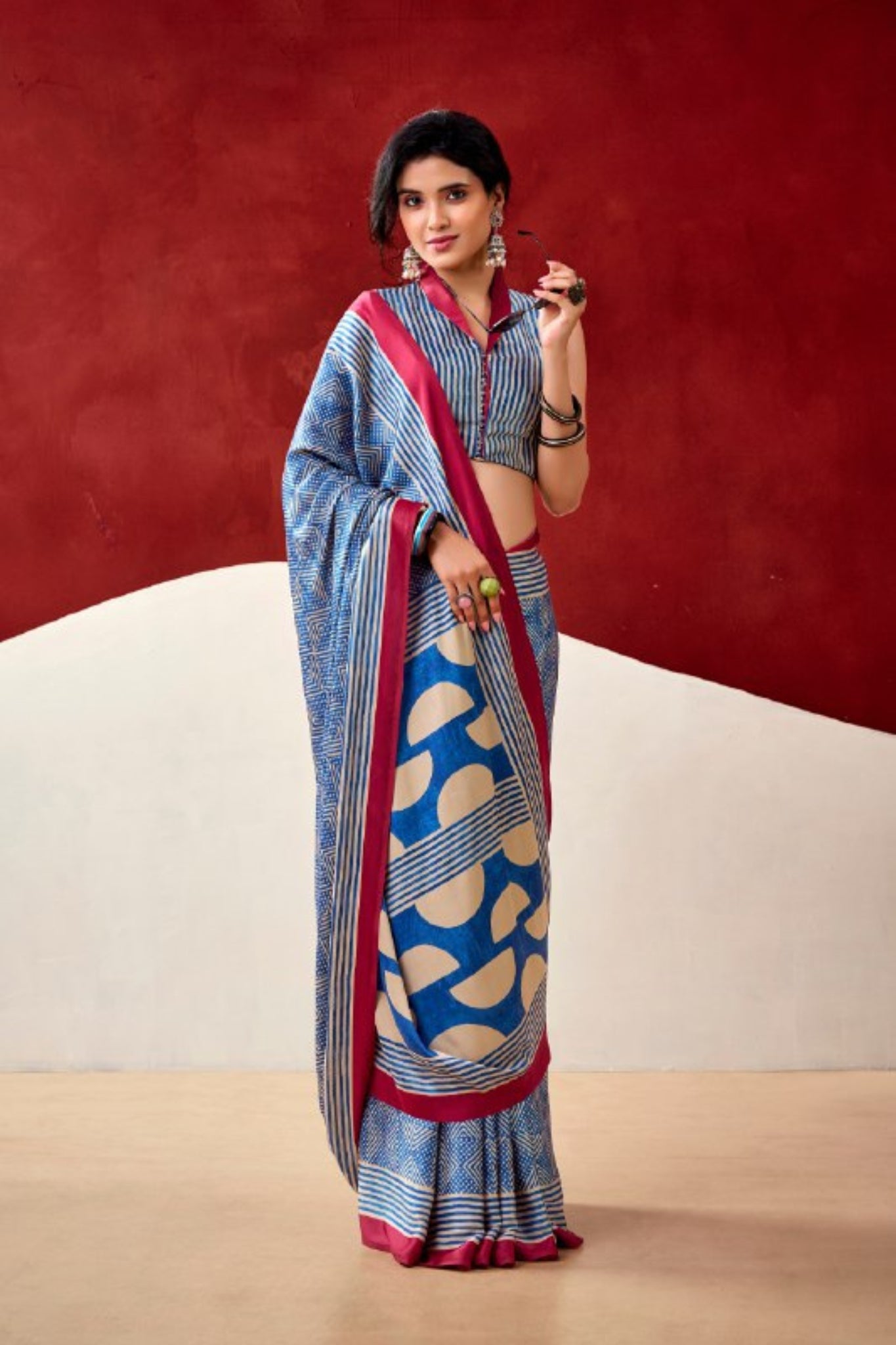 Soft Dull Silk Printed Saree With Elegant Border