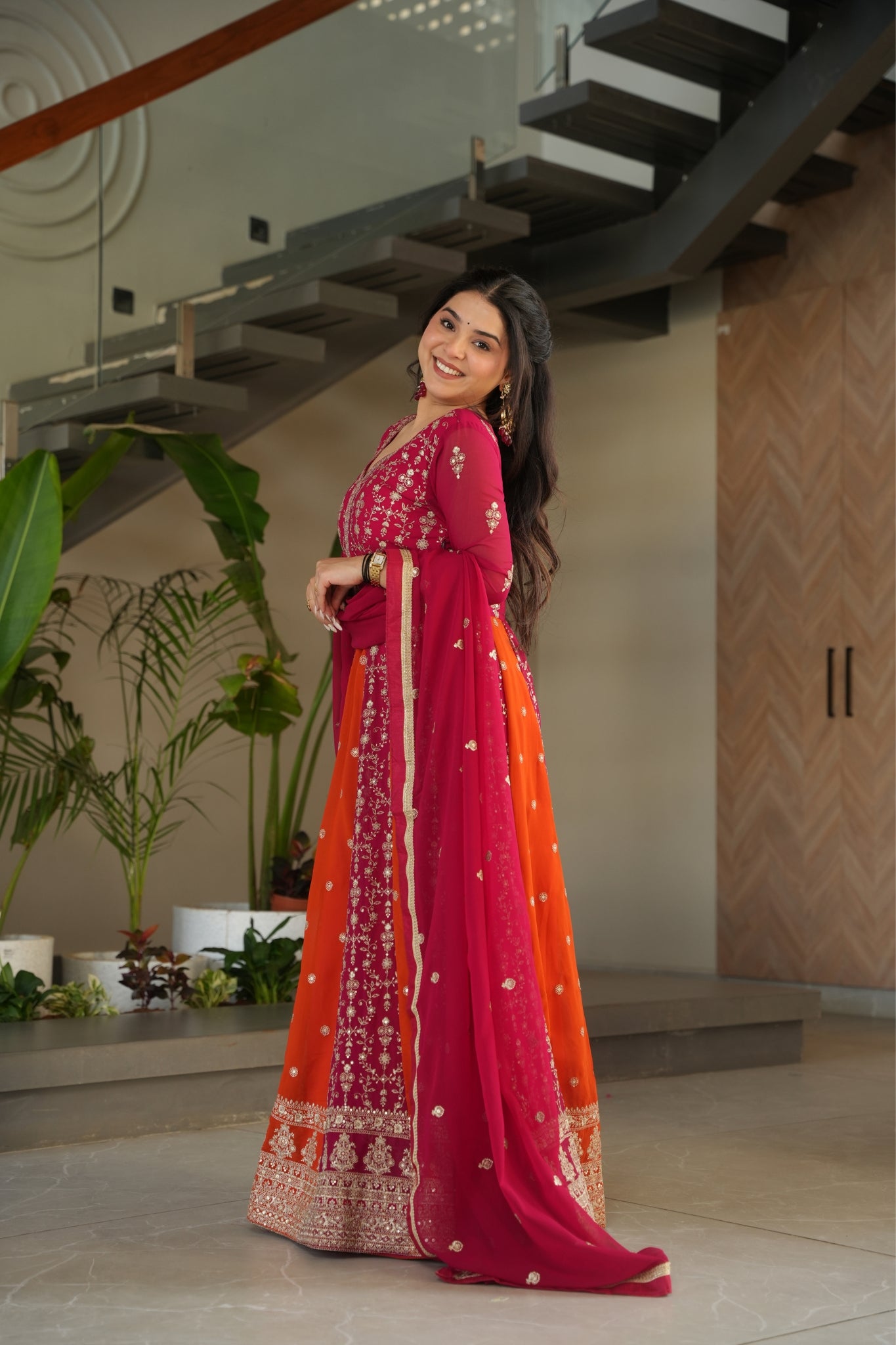 Stylish Sequins Embroidered Wedding Designer Gown