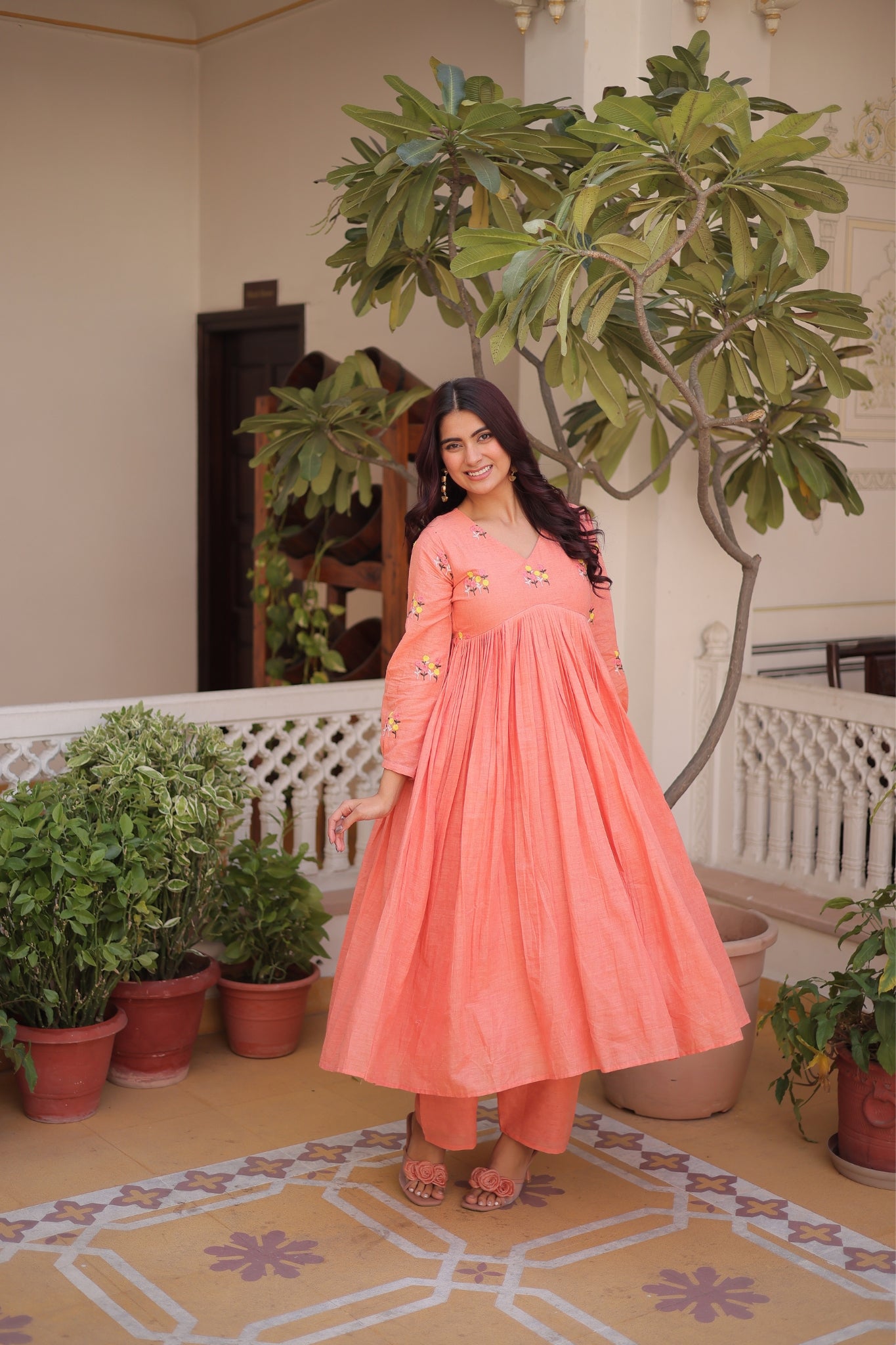 Premium Cotton Embroidered Kurti Pant Set For Women