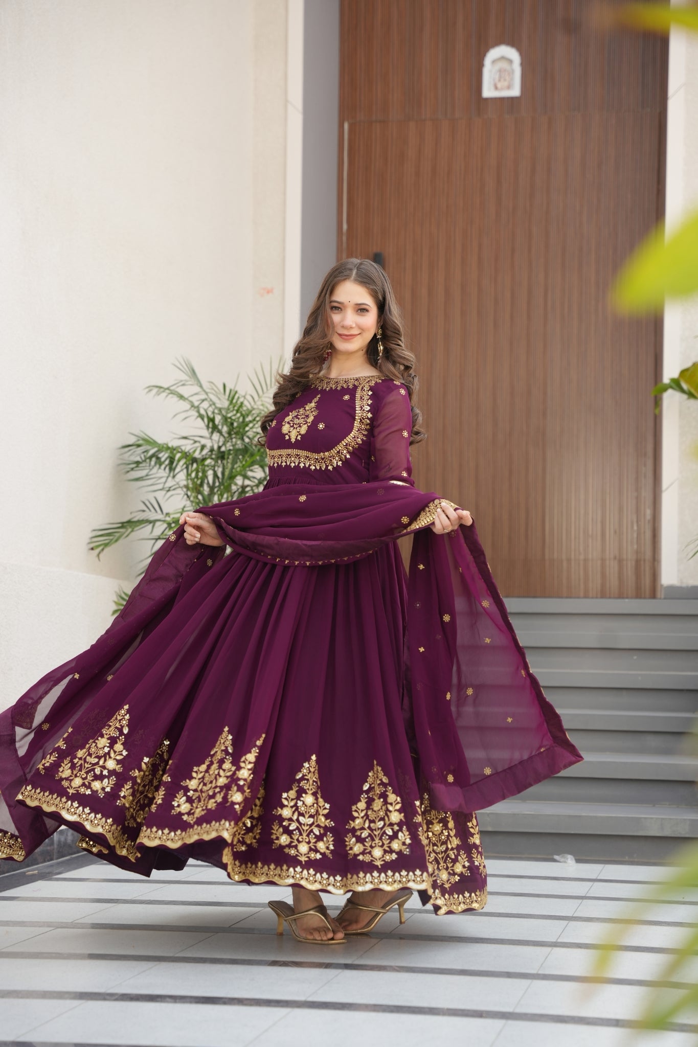 Georgette Tread Sequins Embordered Anarkali Suit