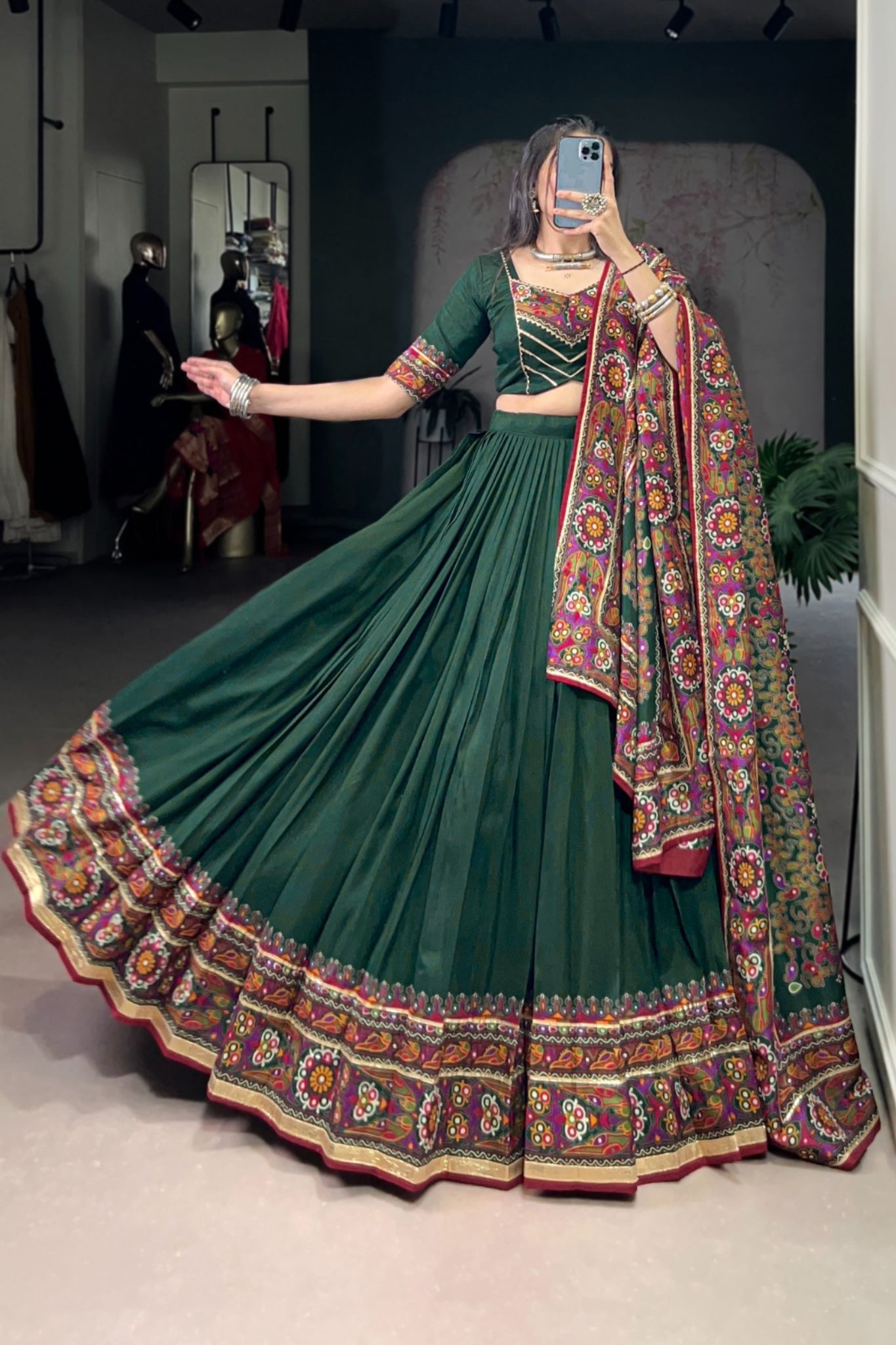 Gamthi Print Embossed Designer Beautiful Lehenga Choli