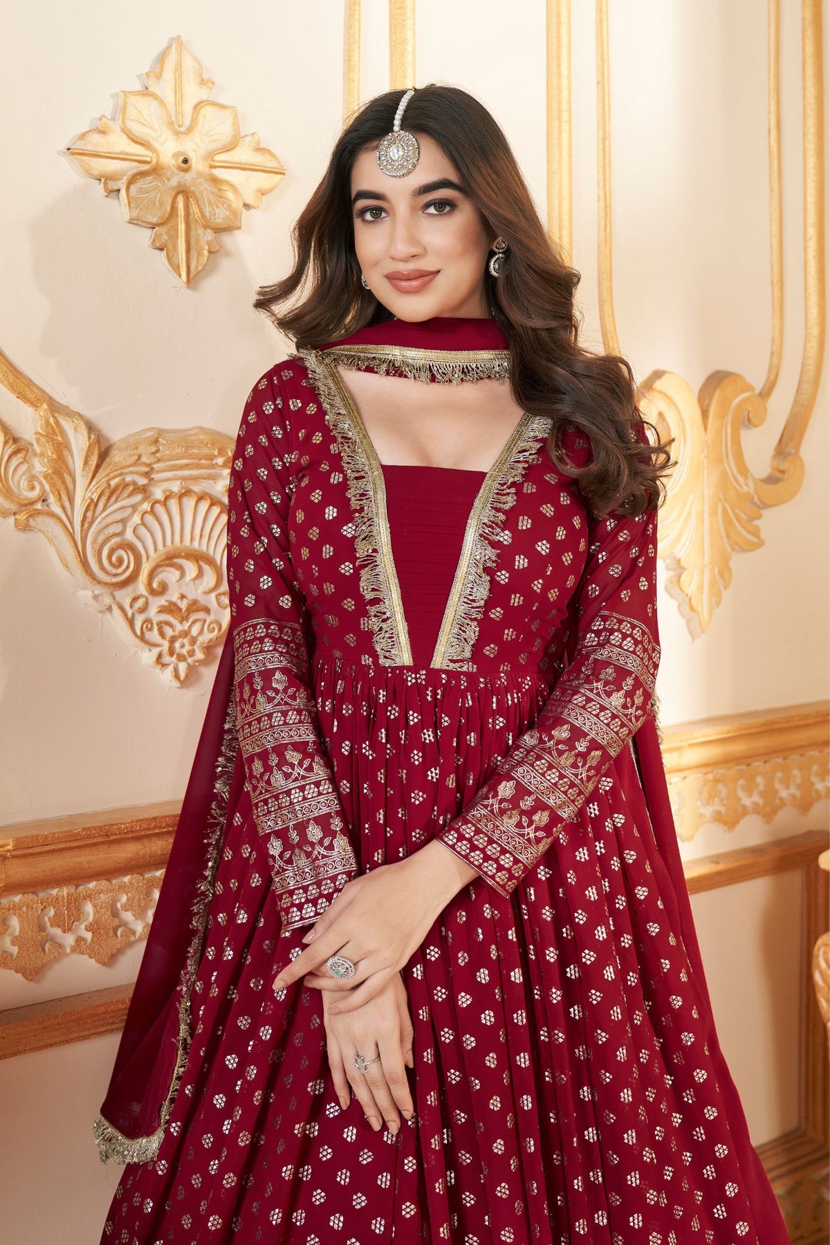 Red Designer Georgette Anarkali Gown