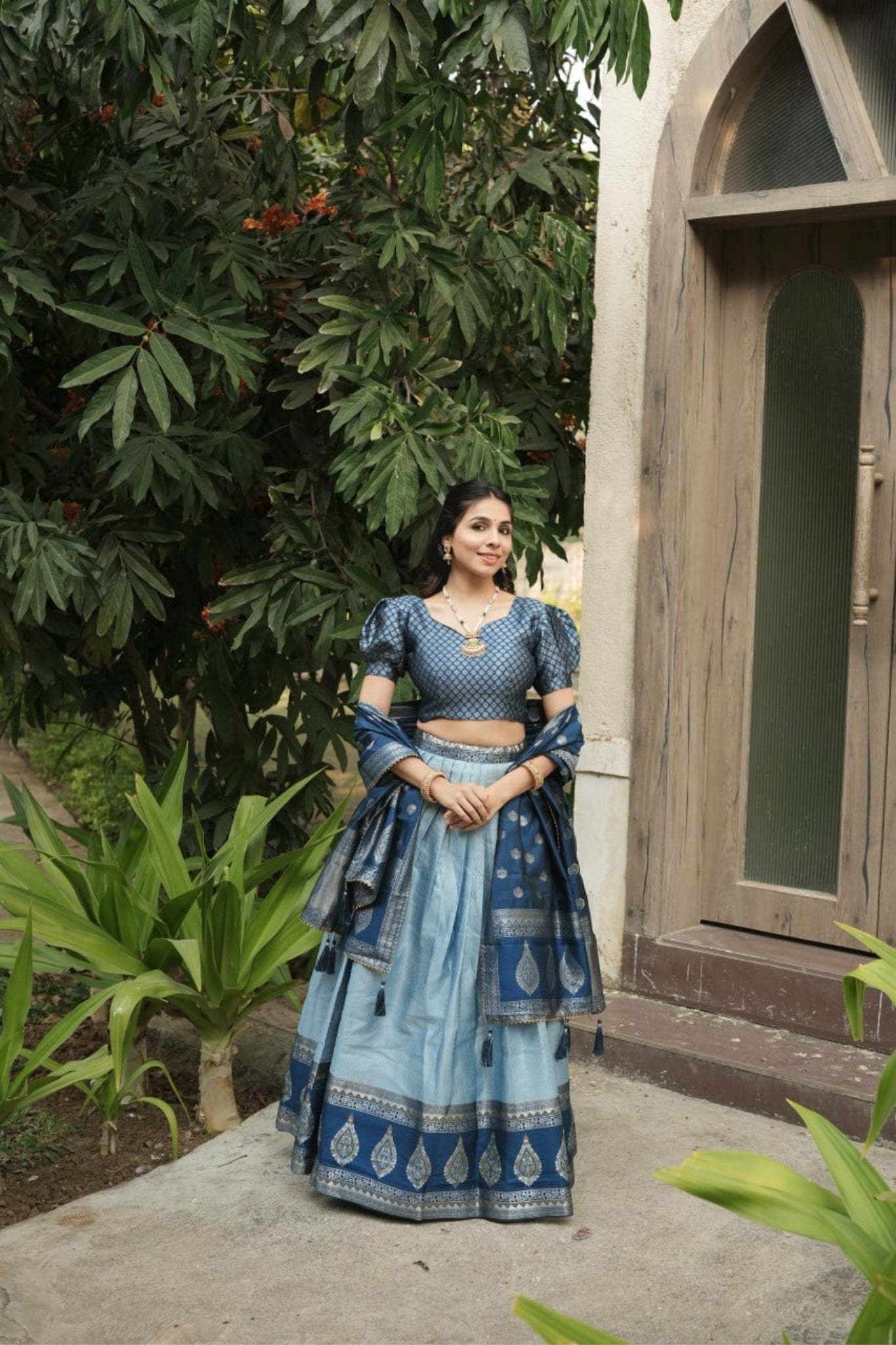 Royal Banarasi Silk Lehenga Choli With Contrast Dupatta For Wedding And Festive Wear