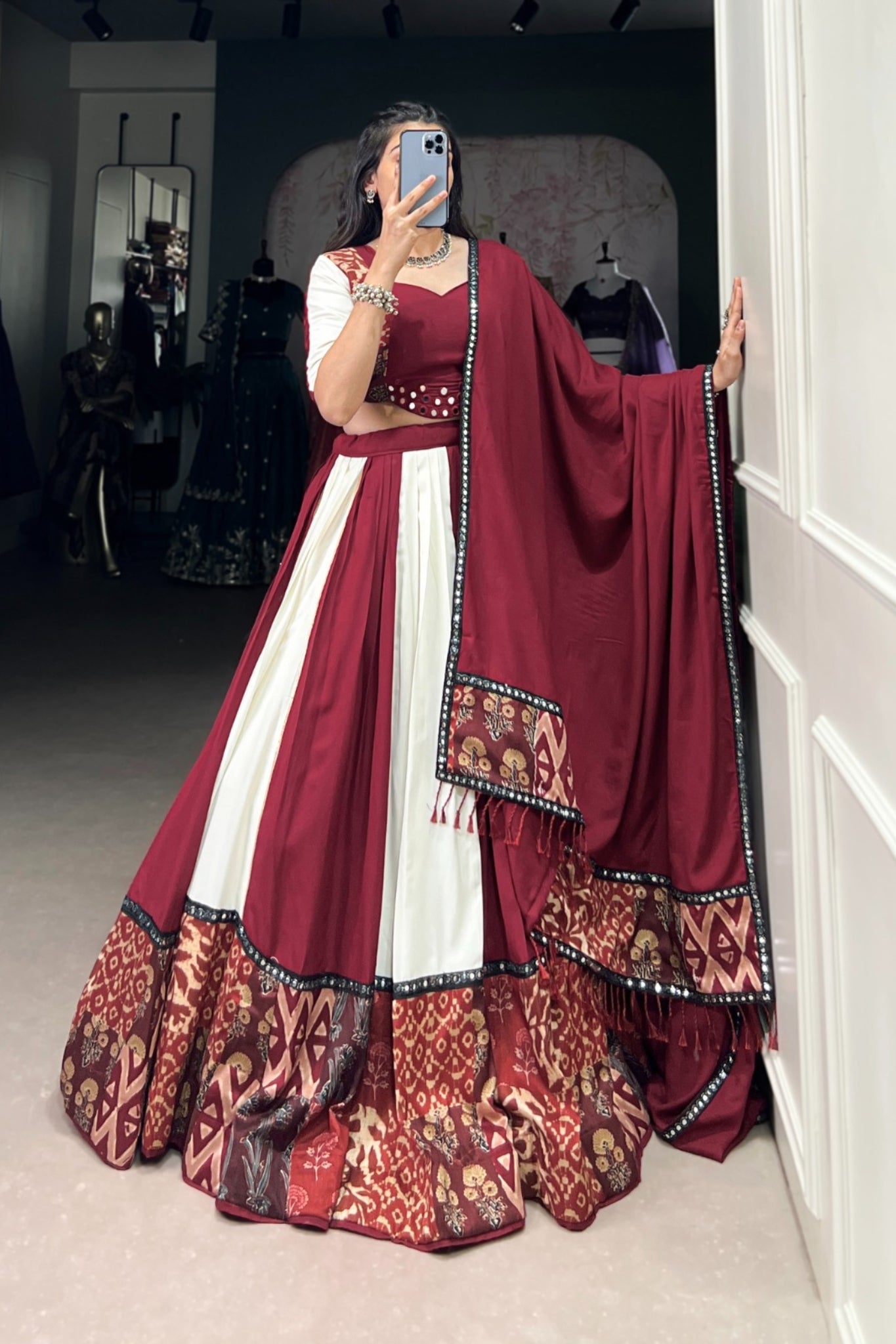 Pure Rayon Printed Gota Patti Touch Up Mirror Work Designer Lehenga Choli