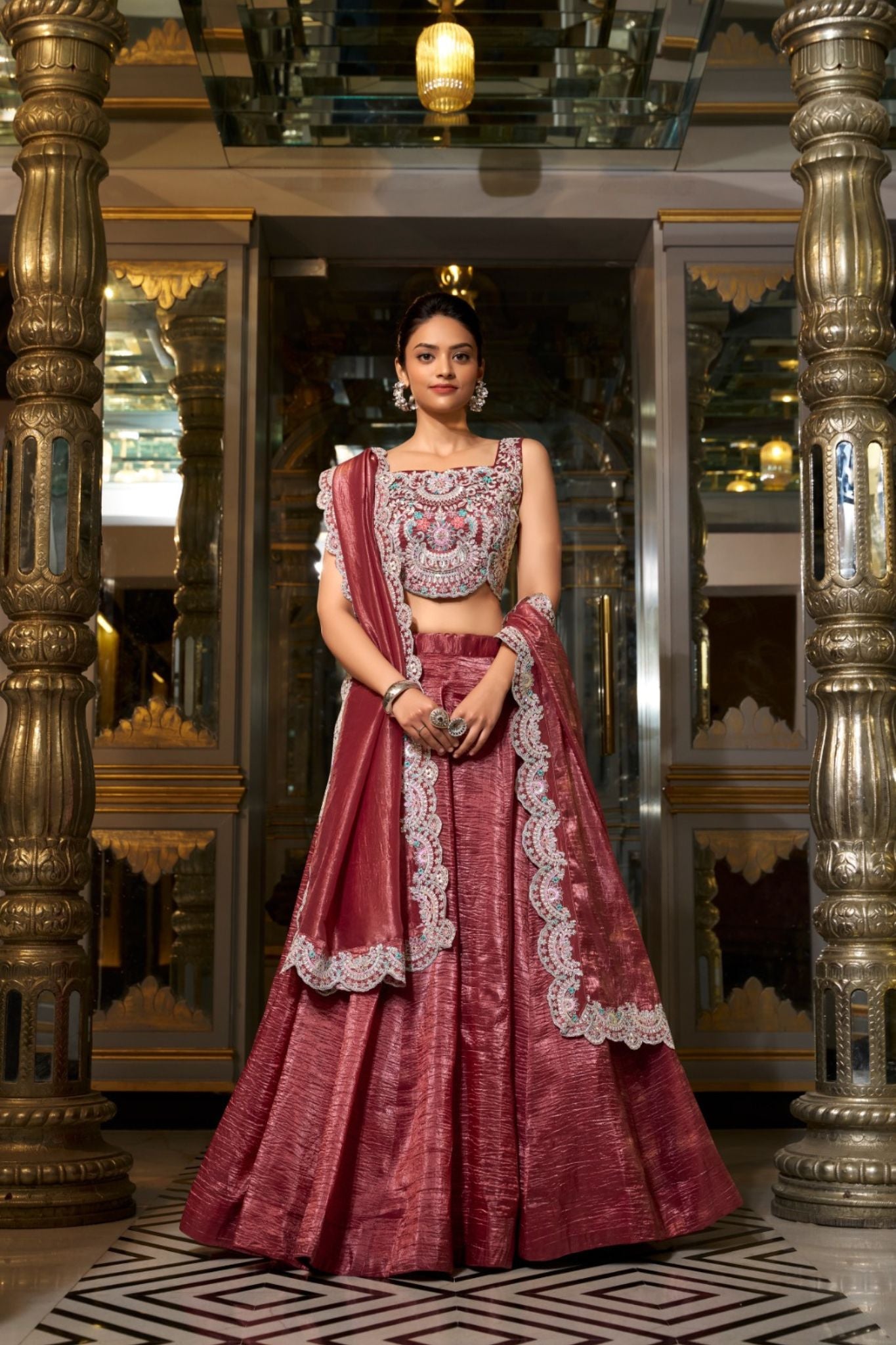 Elegant Sequins Embroidery With Jarkan Diamond Work Designer Lehenga Choli