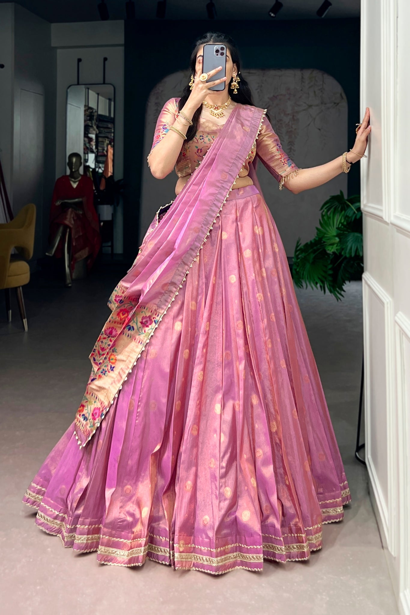 Premium Traditional Zari Weaving Wedding And Festive Wear Paithani Designer Lehenga Choli For Women