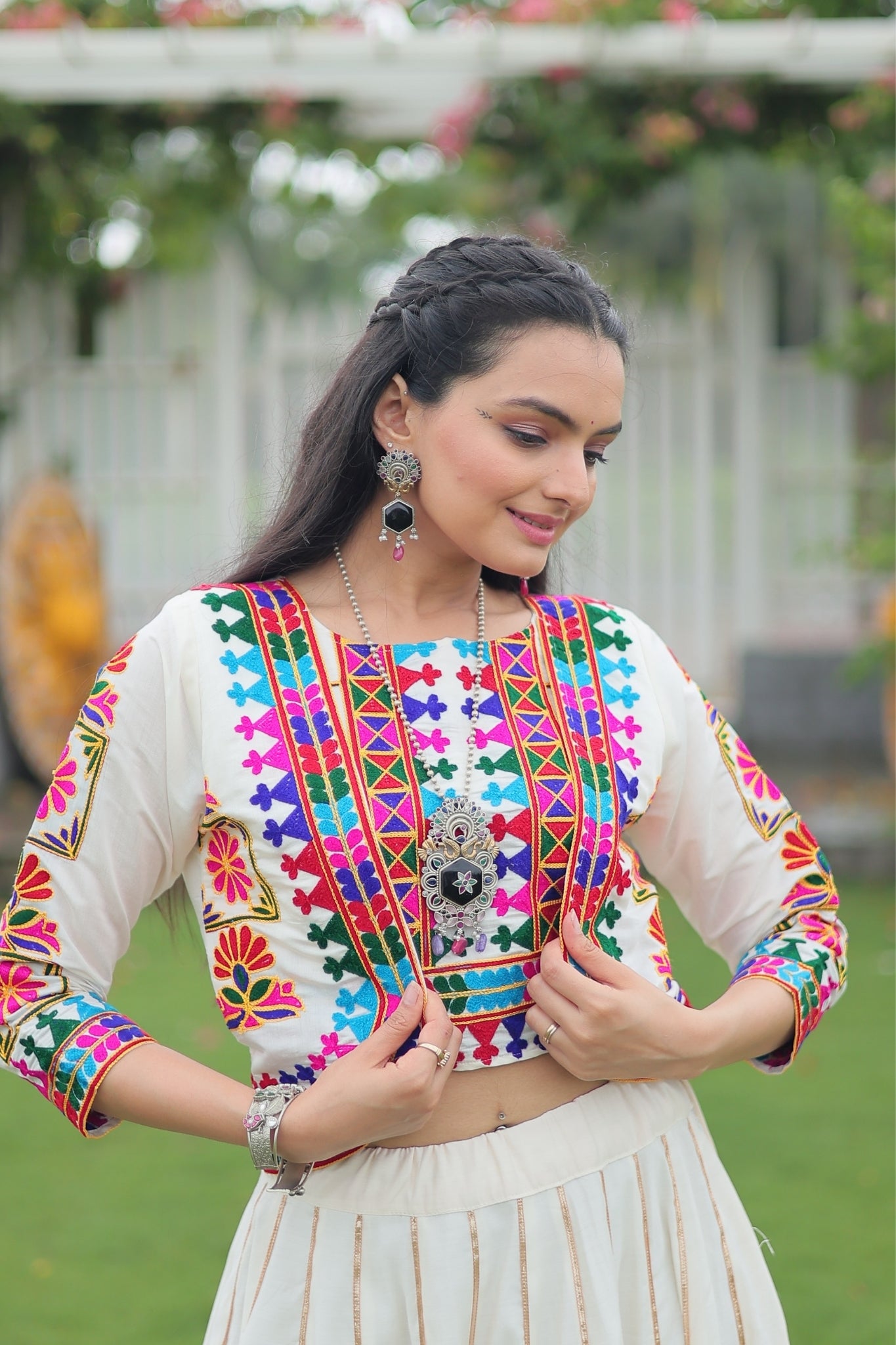 Kutchi Gamthi Embroidered Work Designer Navratri Lehenga Choli