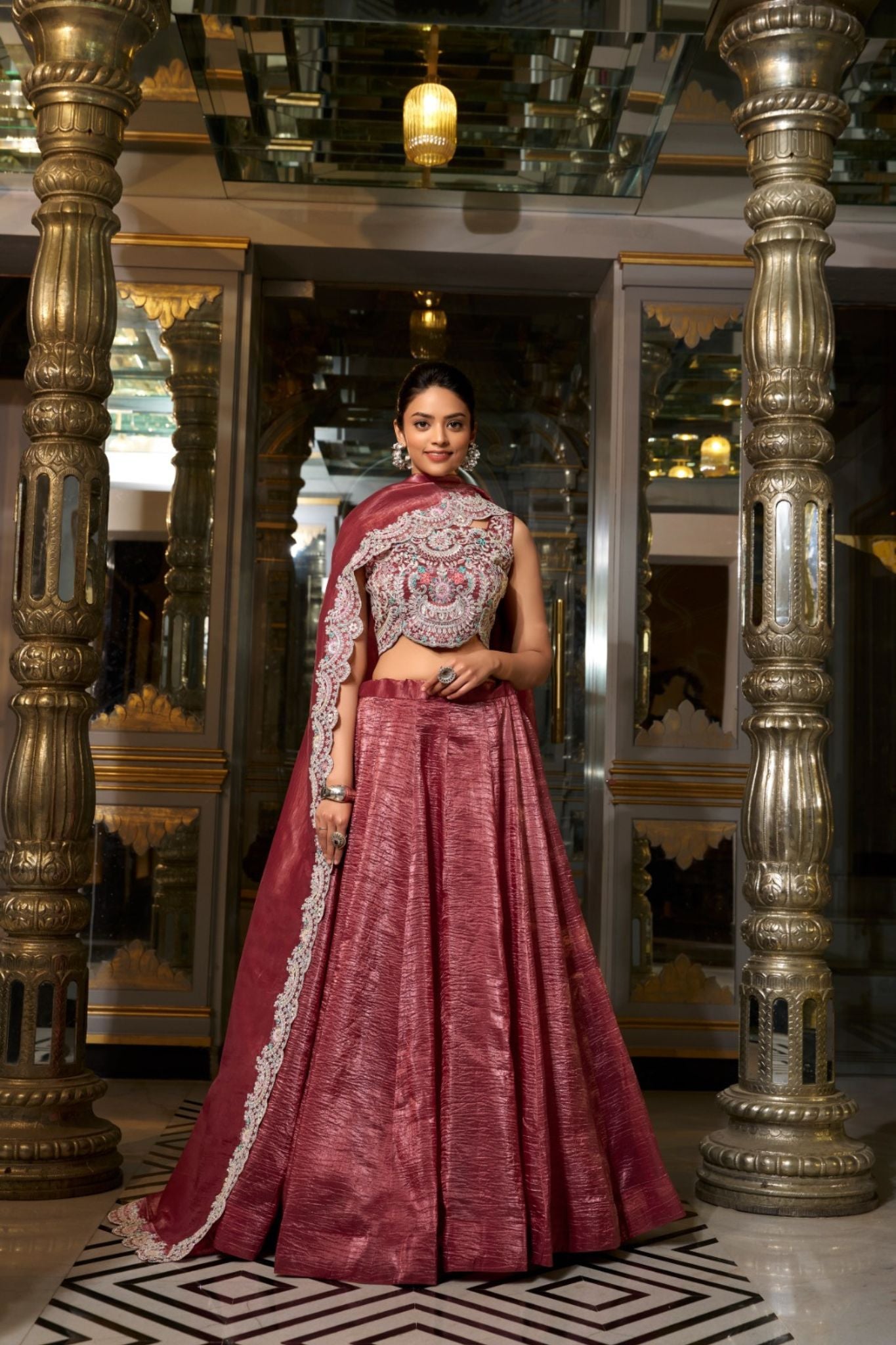 Elegant Sequins Embroidery With Jarkan Diamond Work Designer Lehenga Choli