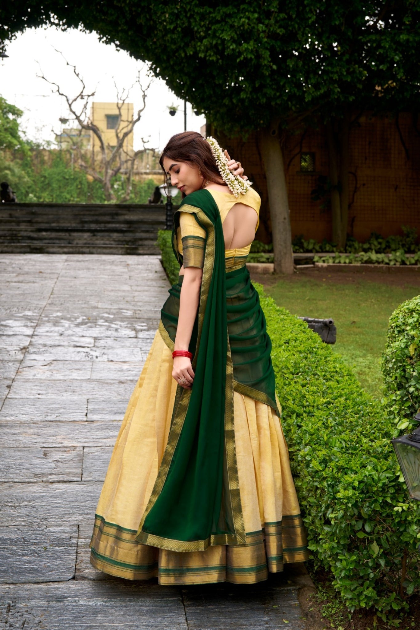 The Royal Kanchipuram Zari Weave Half Saree