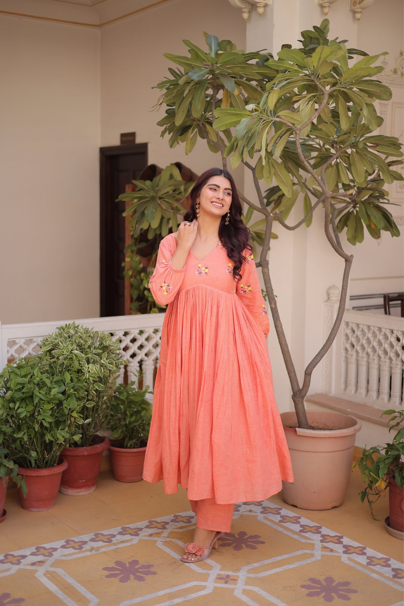 Premium Cotton Embroidered Kurti Pant Set For Women