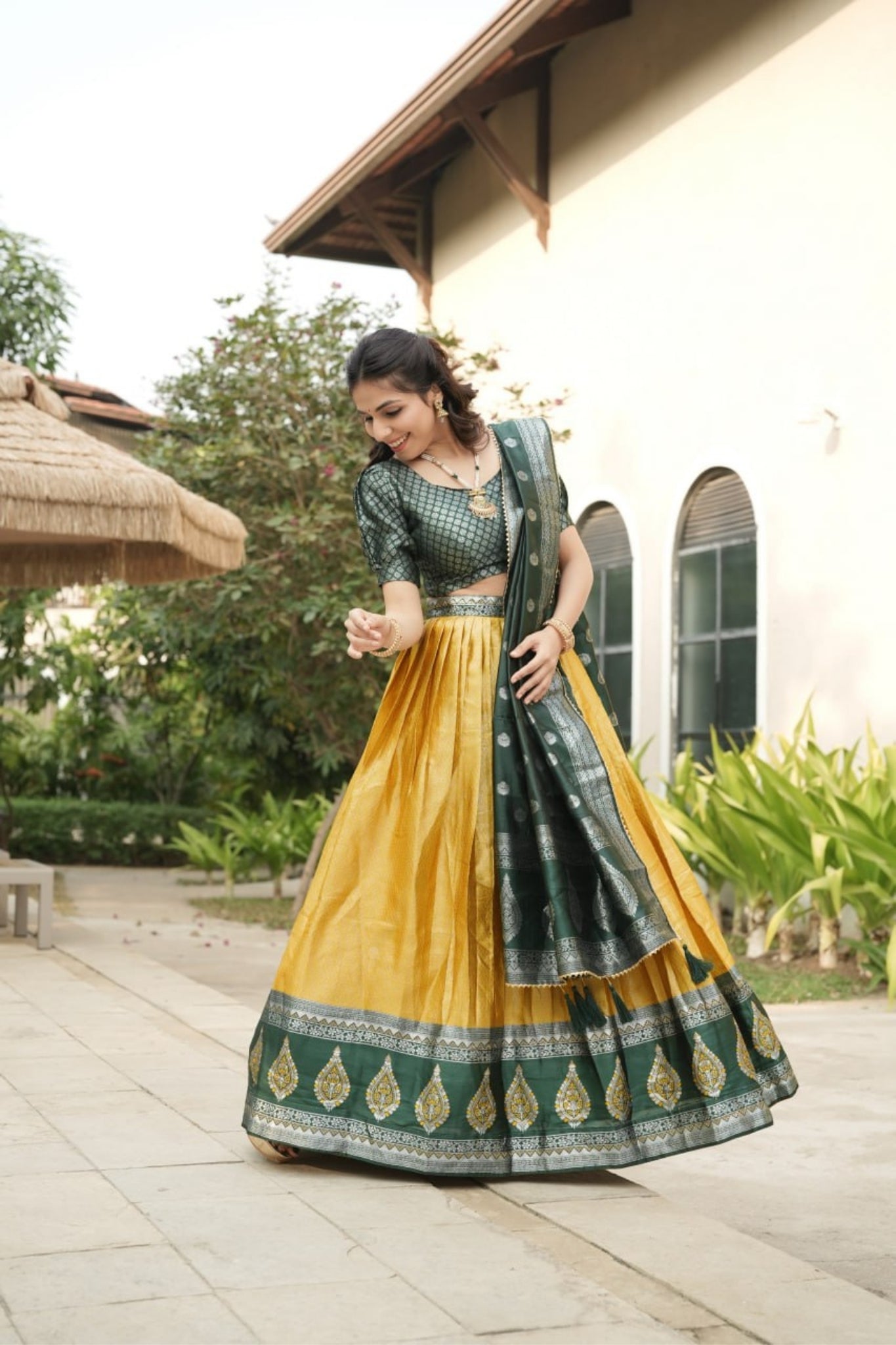 Royal Banarasi Silk Lehenga Choli With Contrast Dupatta For Wedding And Festive Wear