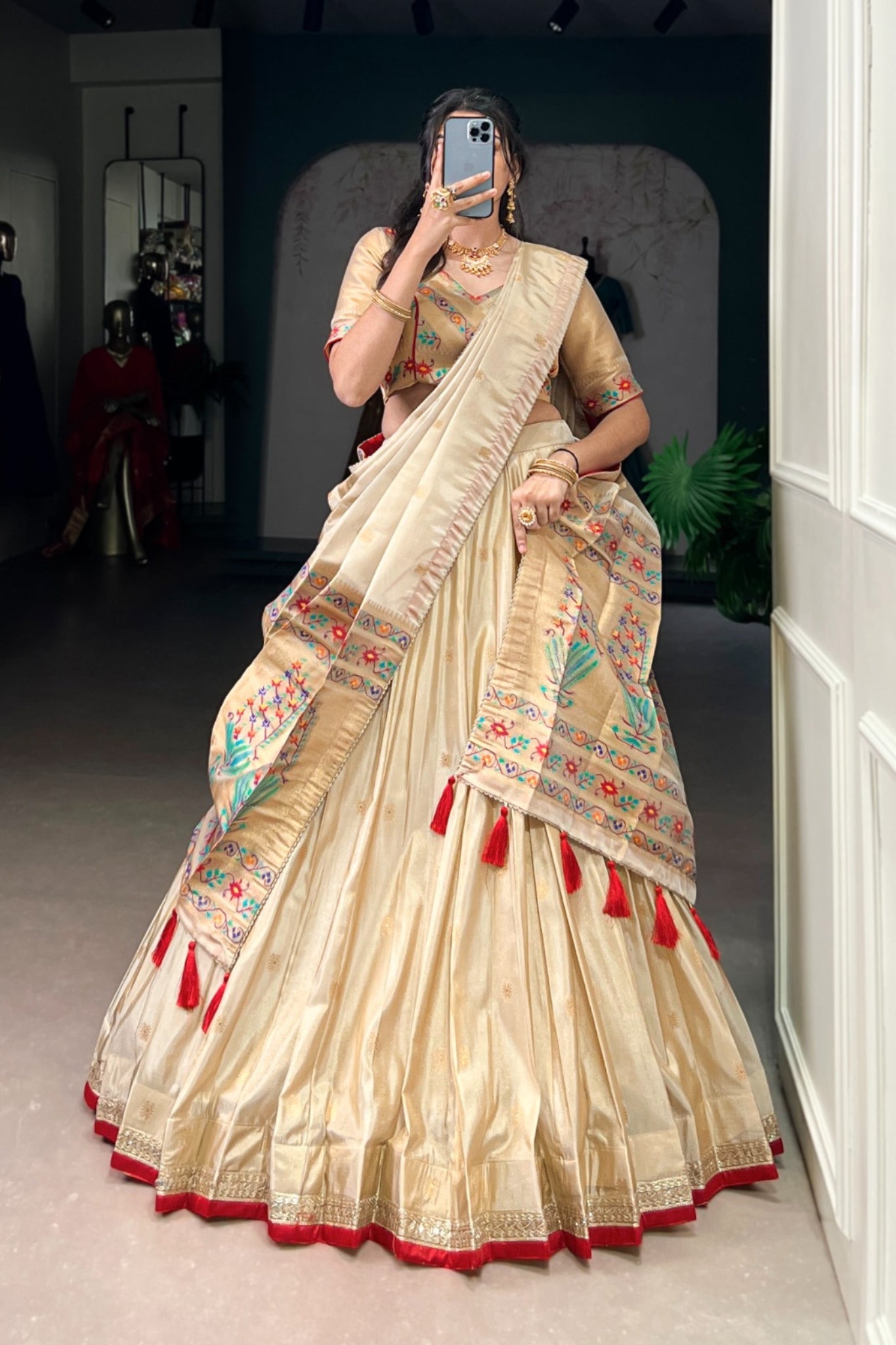 Designer Paithani Zari Weaving Shimmer Lehenga Choli With Dupatta