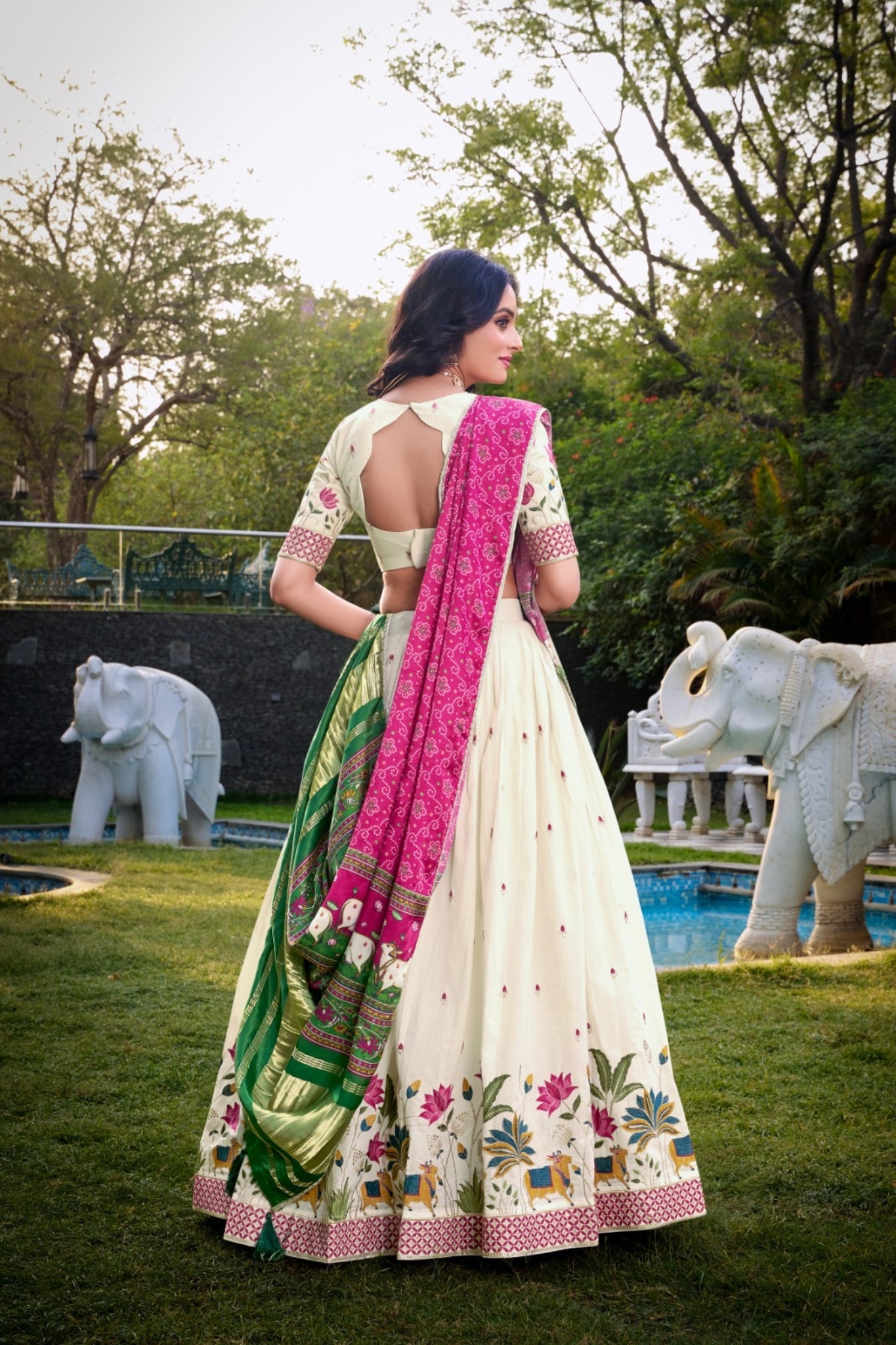 Tradition Exquisite Designer Tread Embroidered Beautiful Floral Lehenga Choli With Gaji Silk Dupatta Set