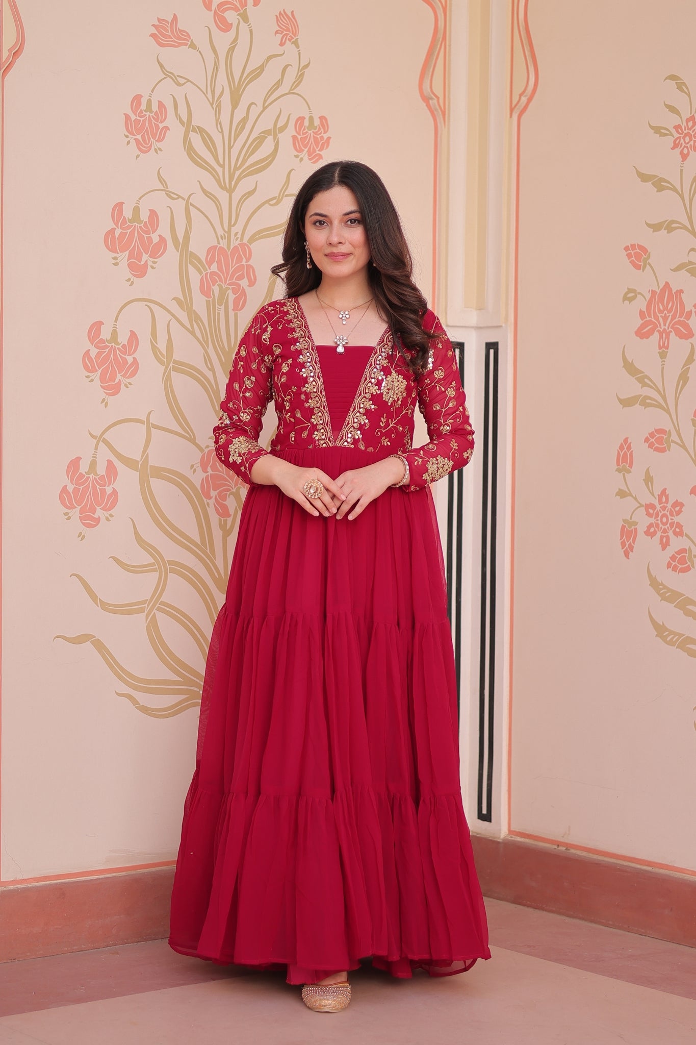 Sequins Zari Embroidered Work Wedding Designer Gown