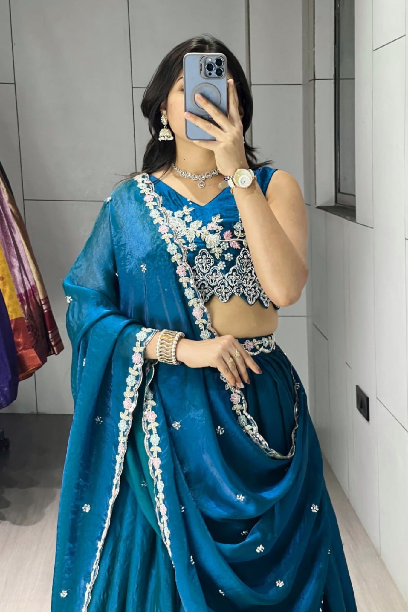 Luxury Antique Beads Work Lehenga Choli With Designer Scallop Blouse And Elegant Dupatta
