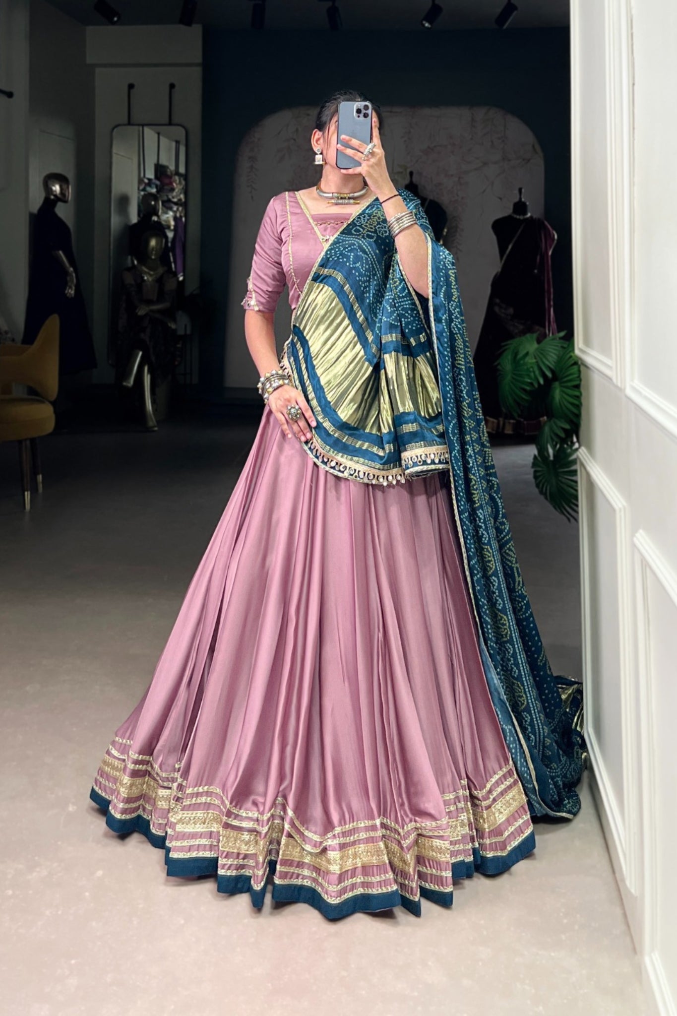 Silk Georgette Traditional Designer Lehenga Choli With Stunning Gaji Silk Dupatta Set