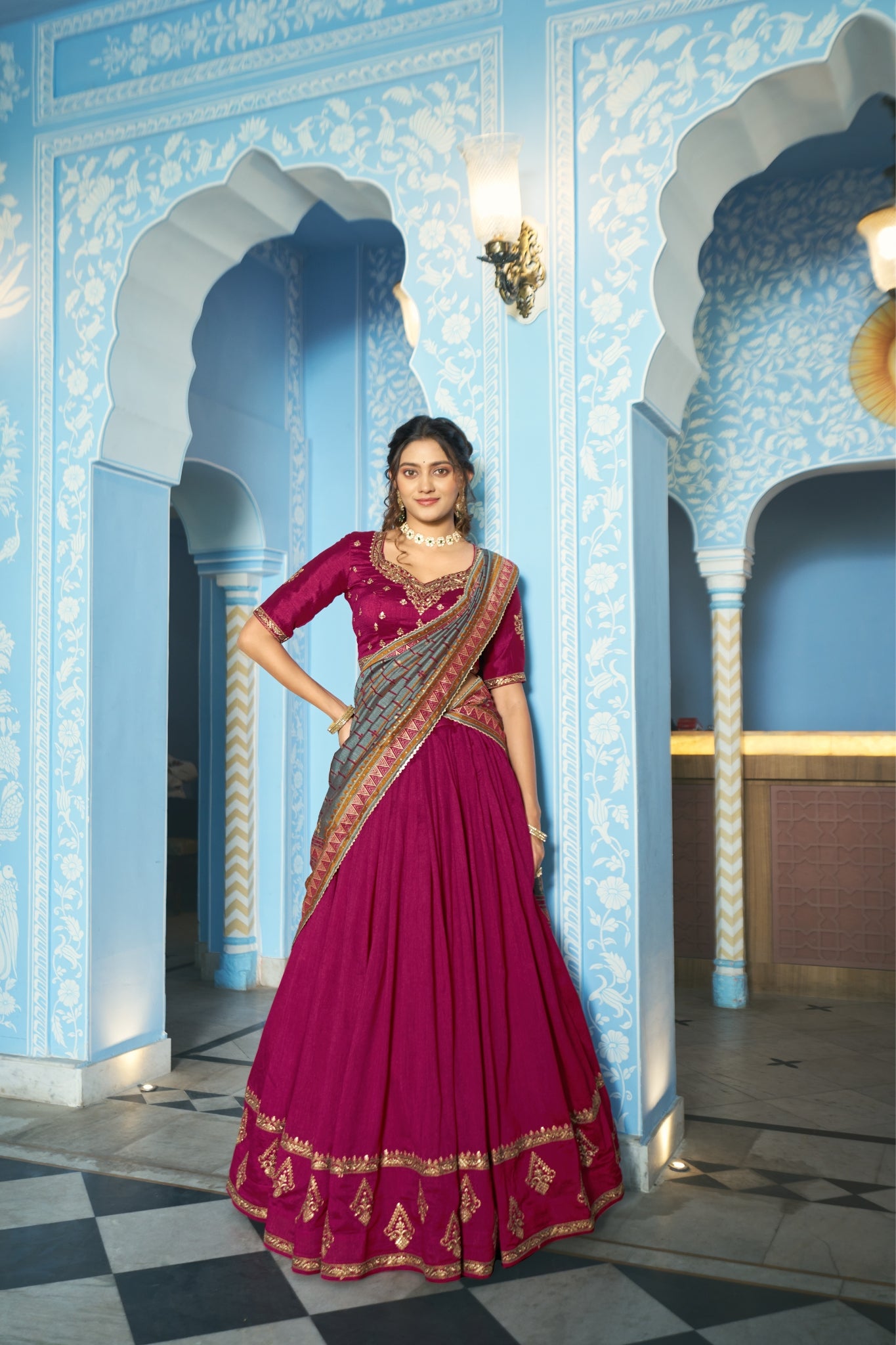 Premium Vichitra Silk Embroidered Wedding And Festive Designer Lehenga Choli For Women