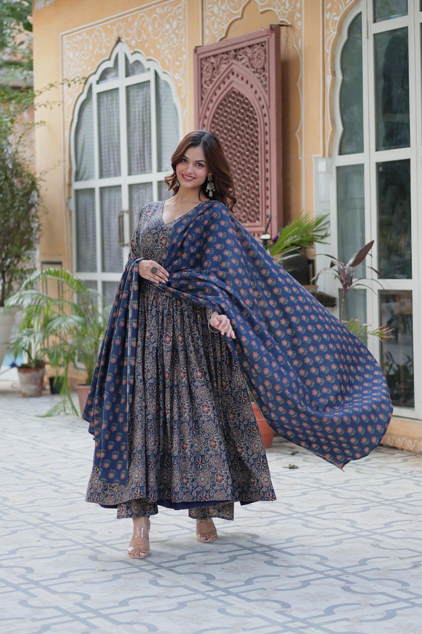 Pure Cotton Printed Designer Anarkali Flared Suit Set