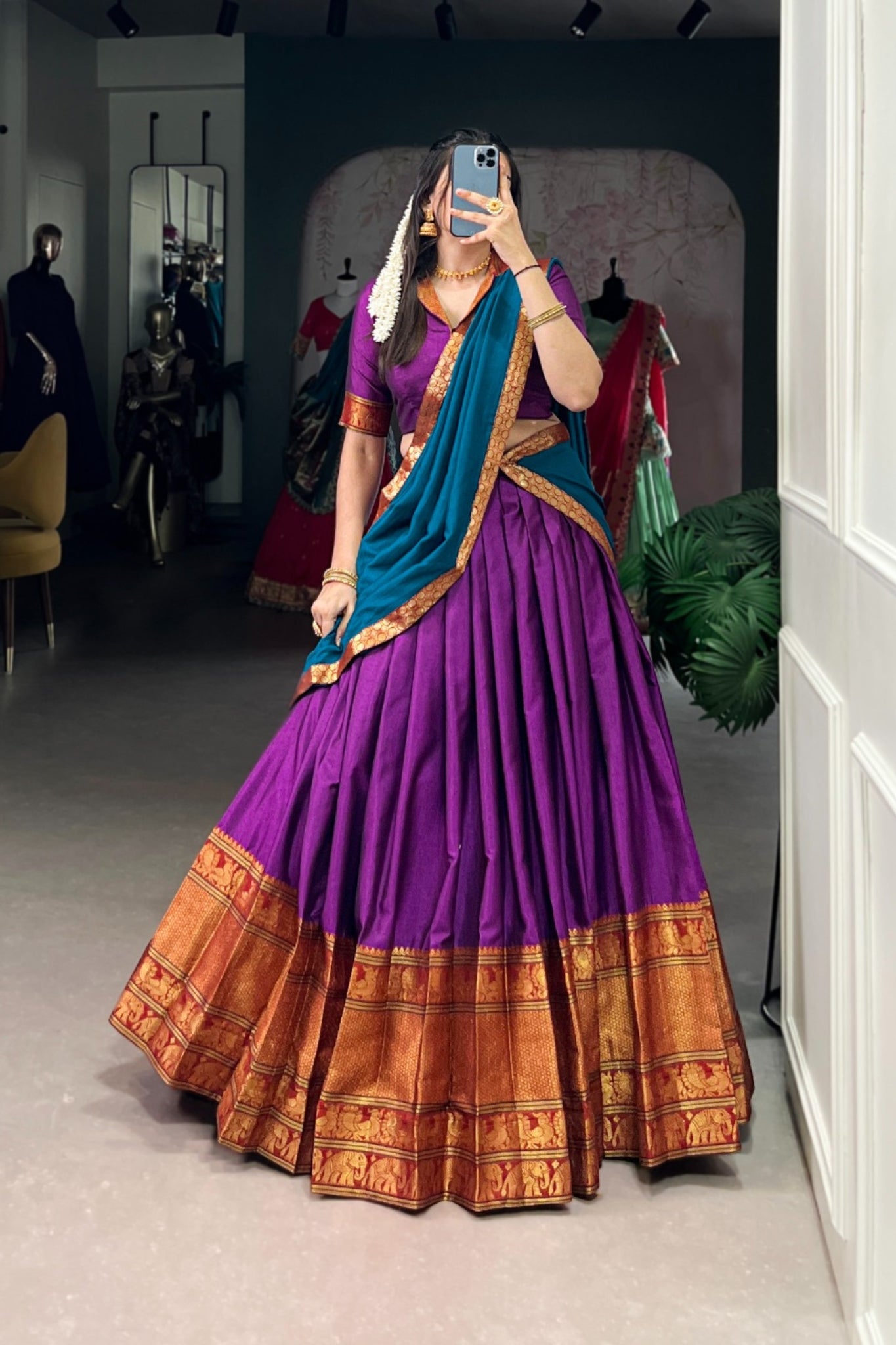 Beautiful Narayan Pet Cotton Zari Weaving Work Lehenga Choli