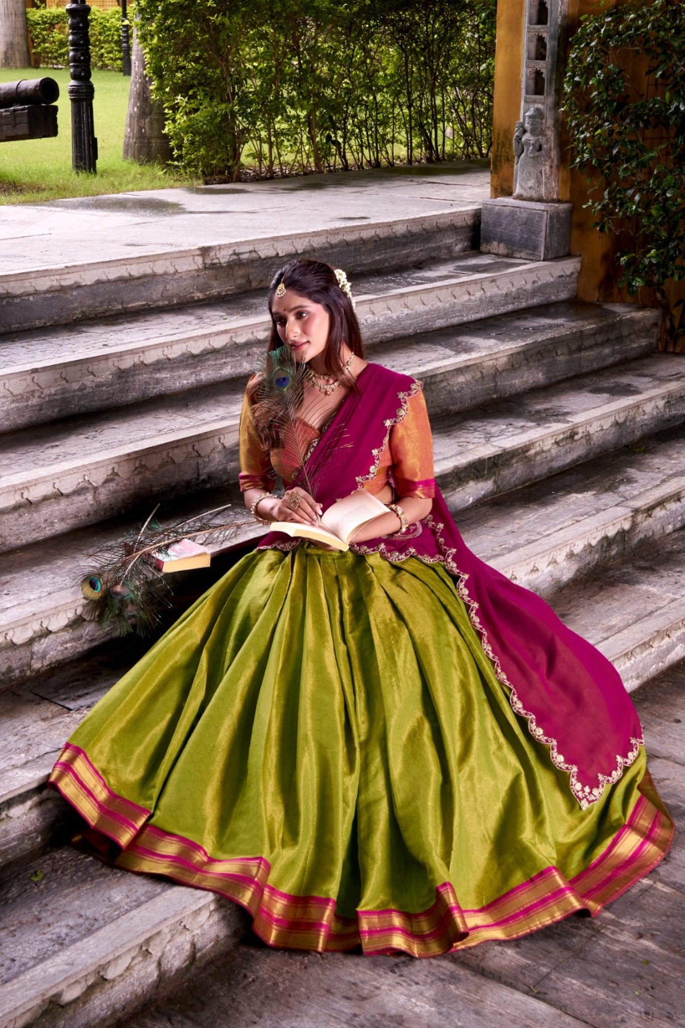 South Indian Style Kanchipuram Silk Lehenga Choli