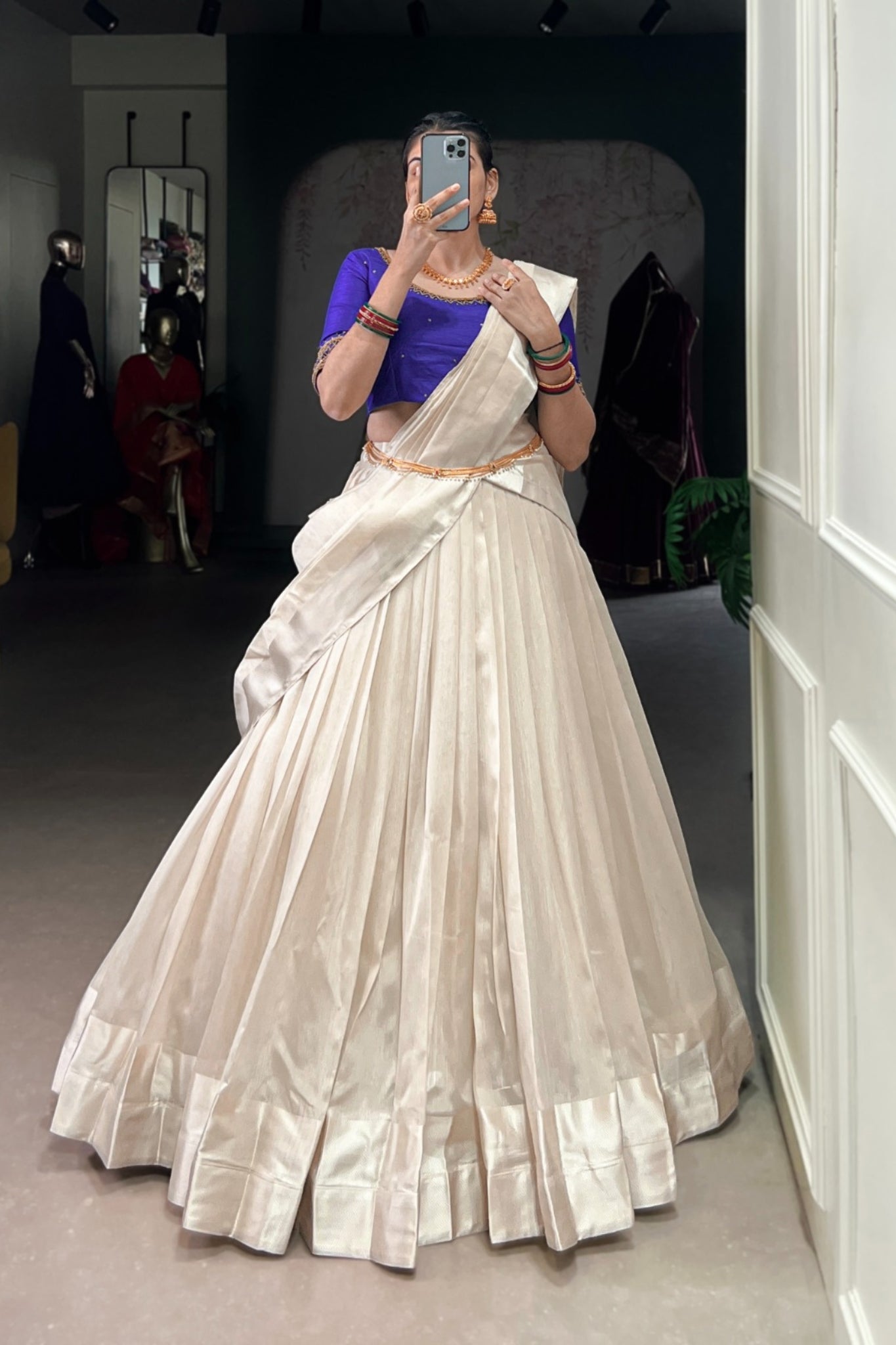 Designer Onam Special Lehenga Choli With Bead & Viscose Work