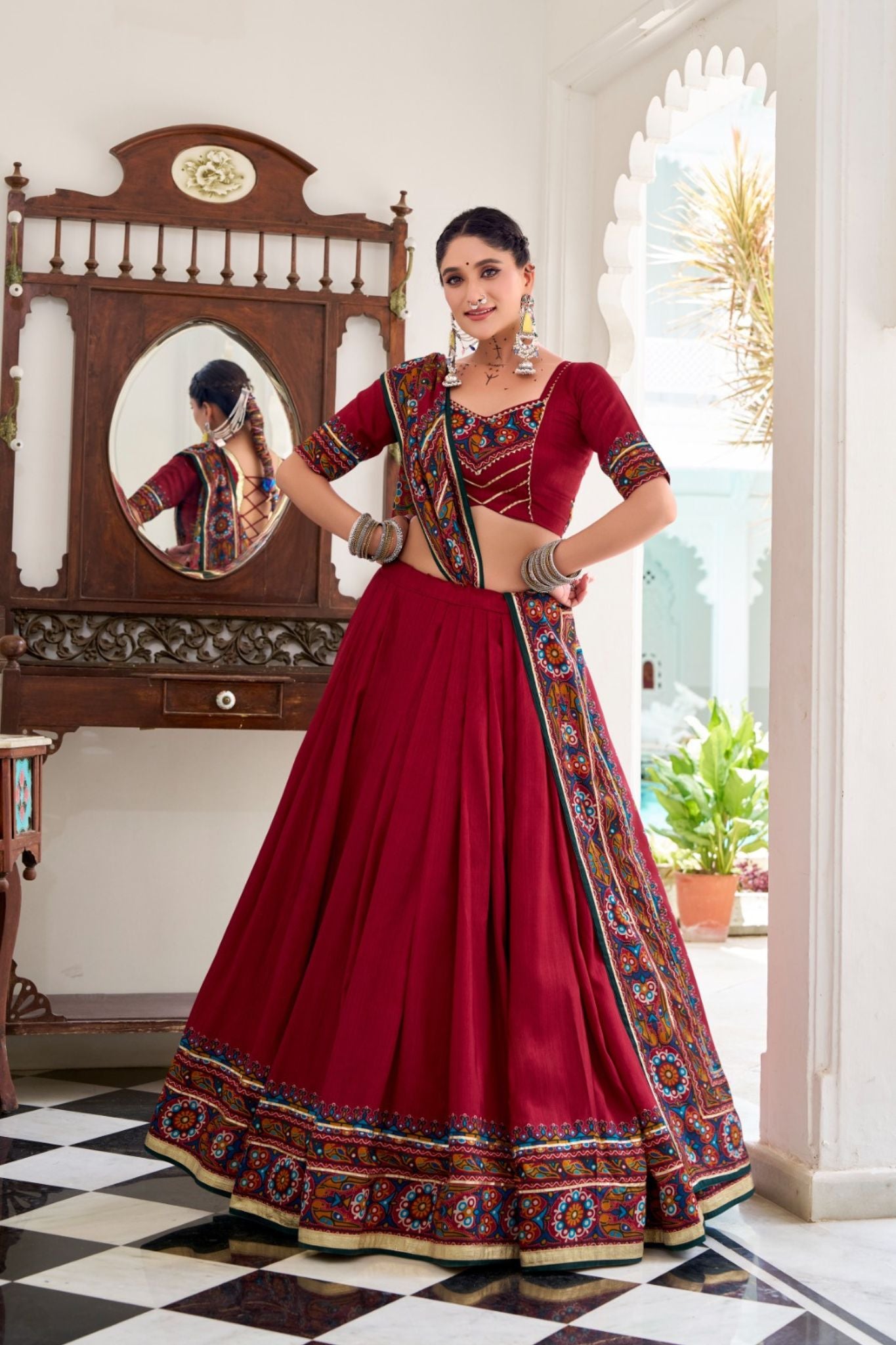 Gamthi Print Embossed Designer Beautiful Lehenga Choli