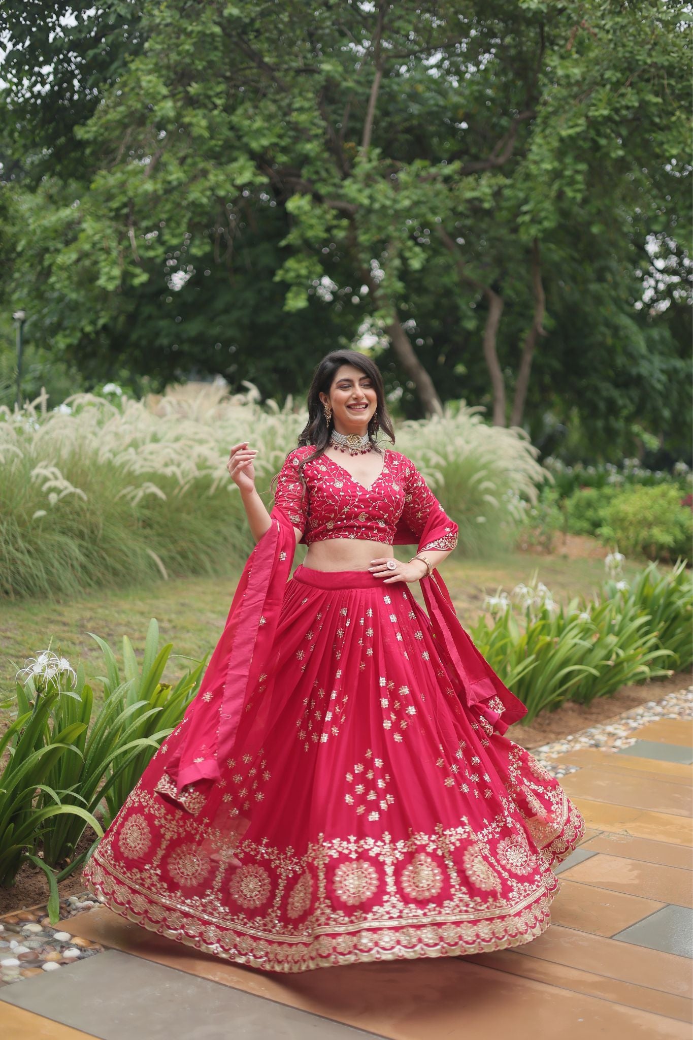 Pink Designer Sequins Embroidered Work Wedding Lehenga Choli