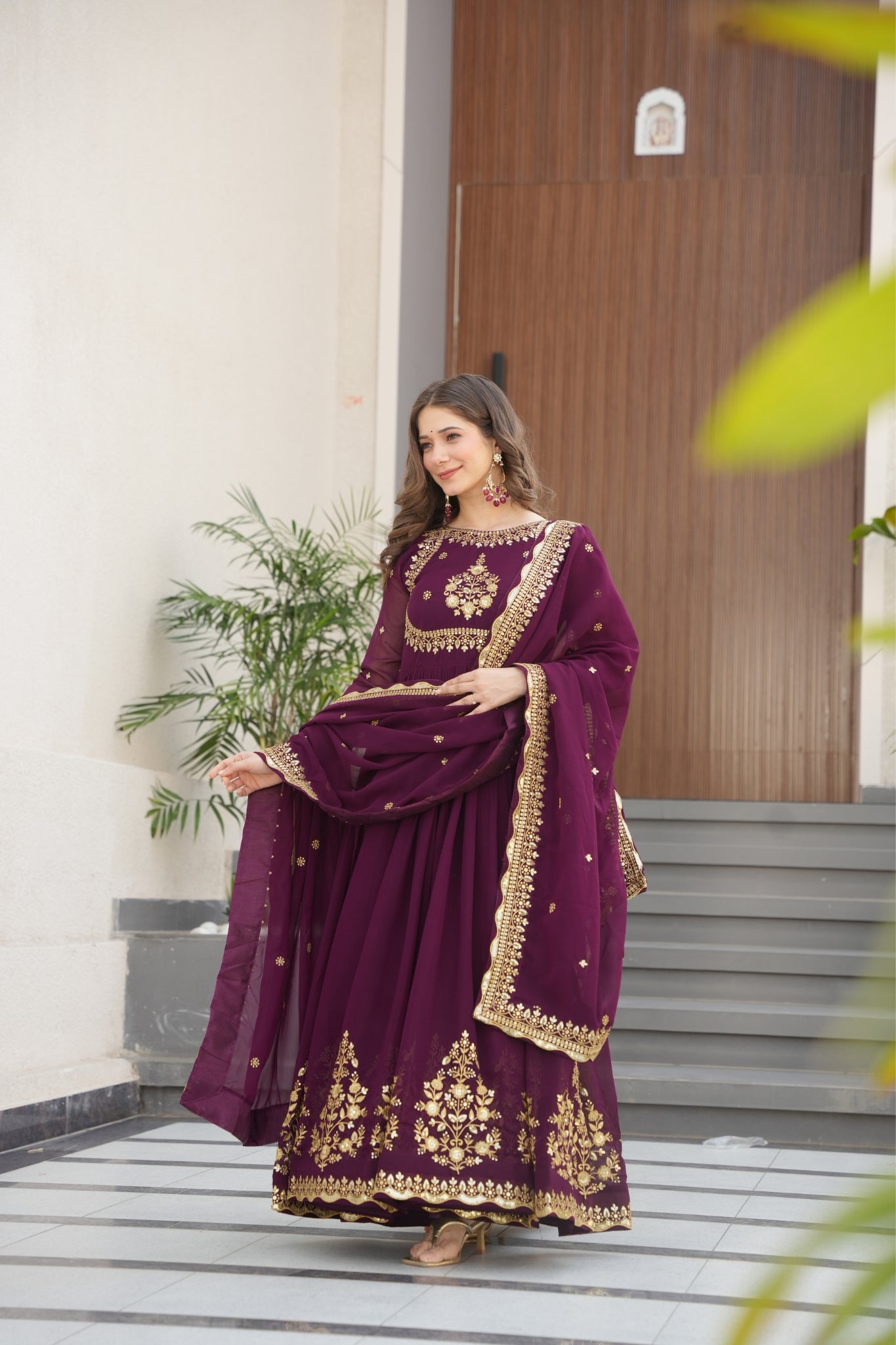 Georgette Tread Sequins Embordered Anarkali Suit