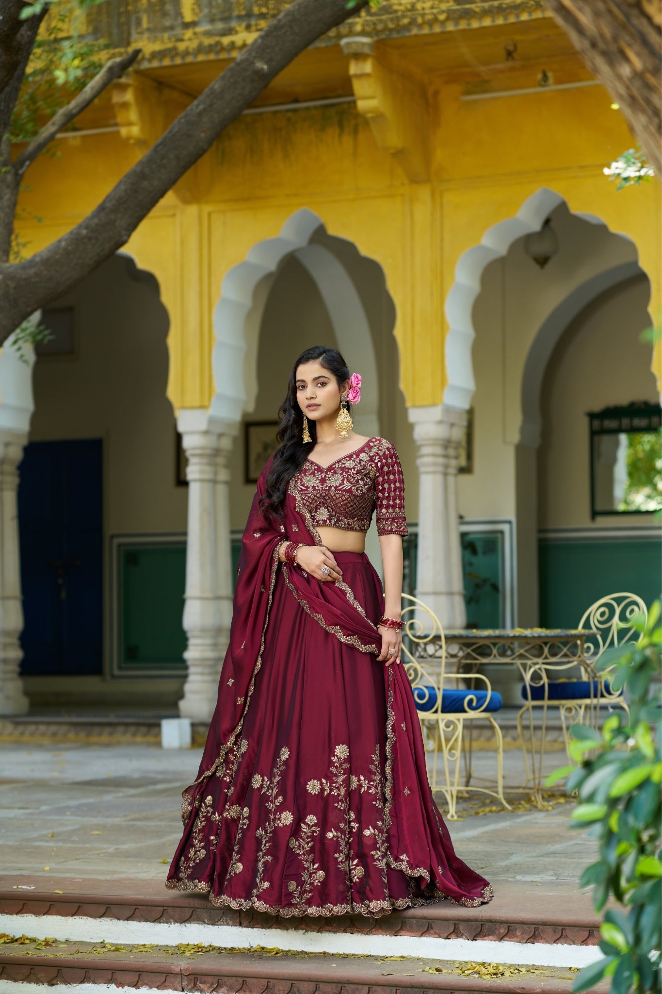 Orange Color Rangoli Silk Sequins And Thread Embroidery Work Lehenga Choli For Woman