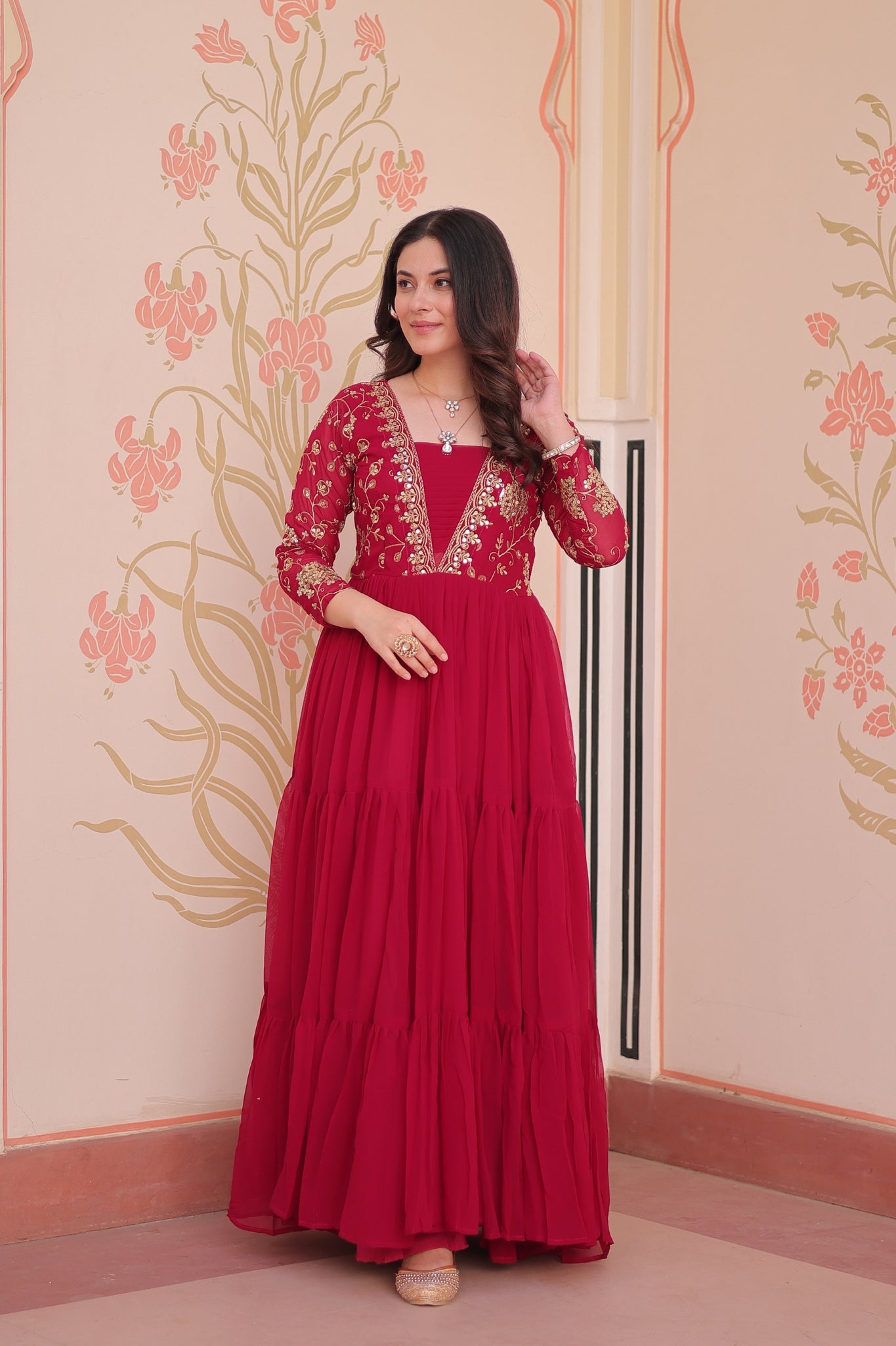 Sequins Zari Embroidered Work Wedding Designer Gown