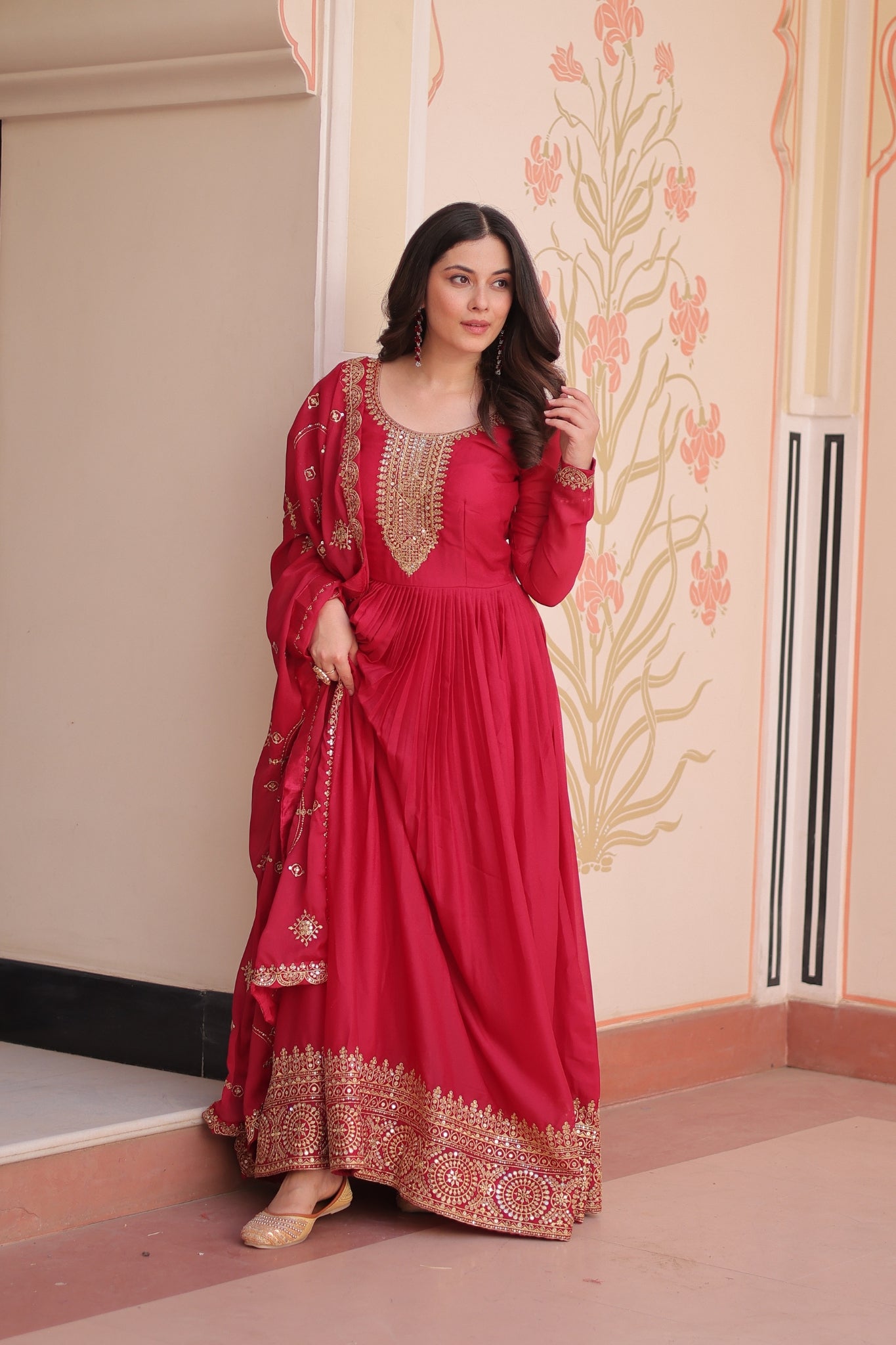 Designer Gown With Zari Sequins Elegance