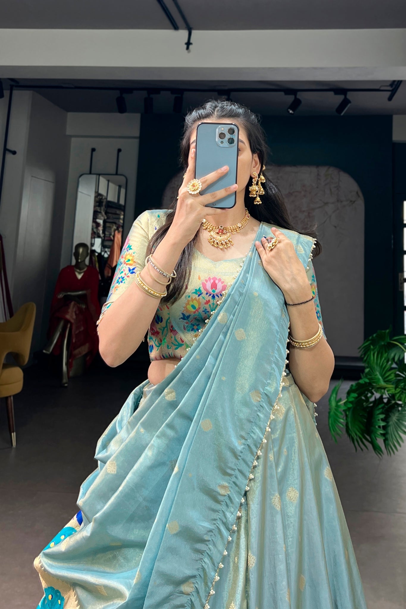 Premium Traditional Zari Weaving Wedding And Festive Wear Paithani Designer Lehenga Choli For Women