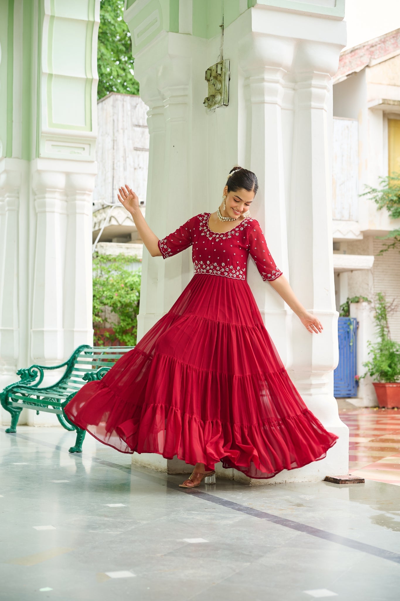 Stunning Beads Embroidery Work Beautiful Gown