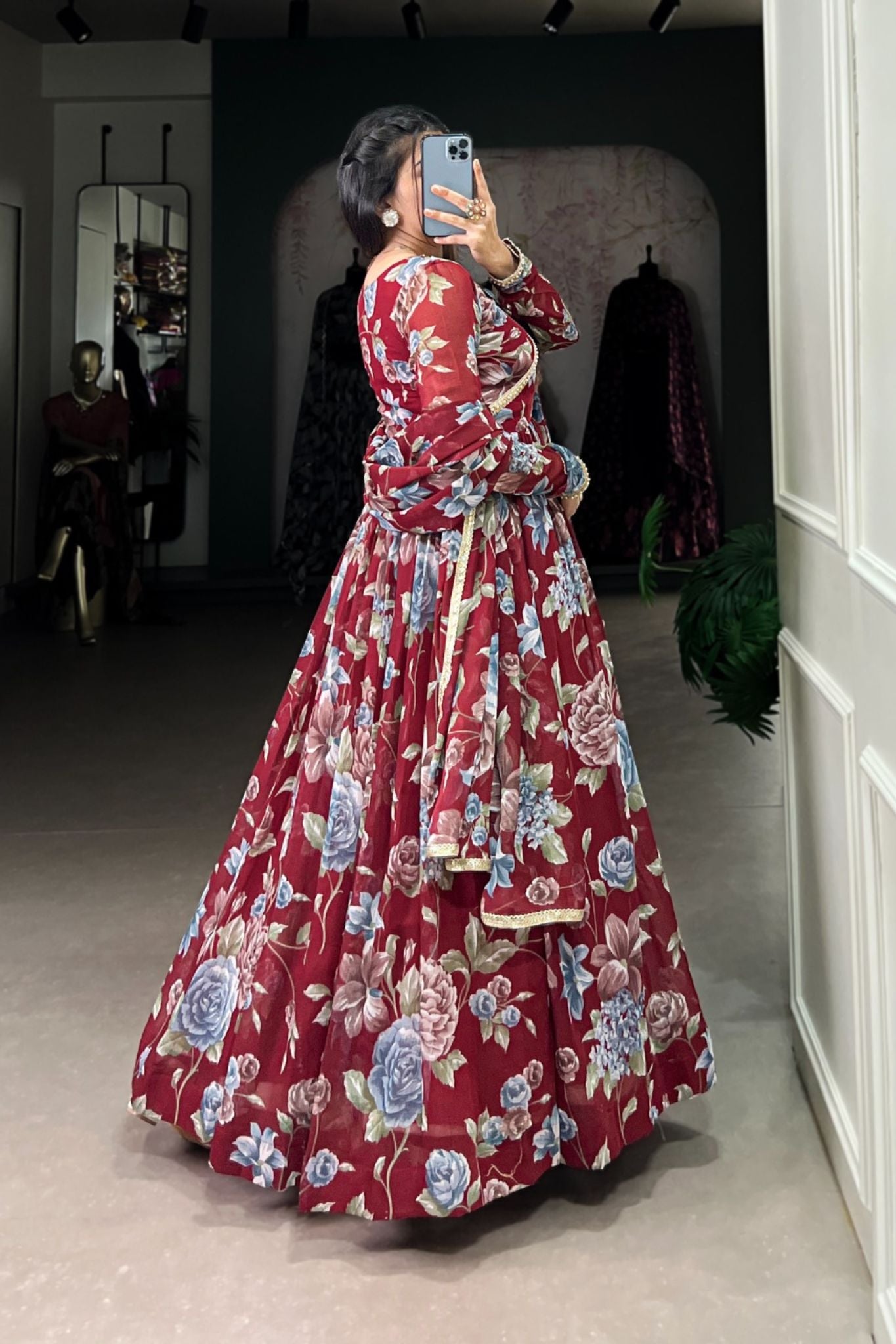 Floral Printed Designer Anarkali Gown