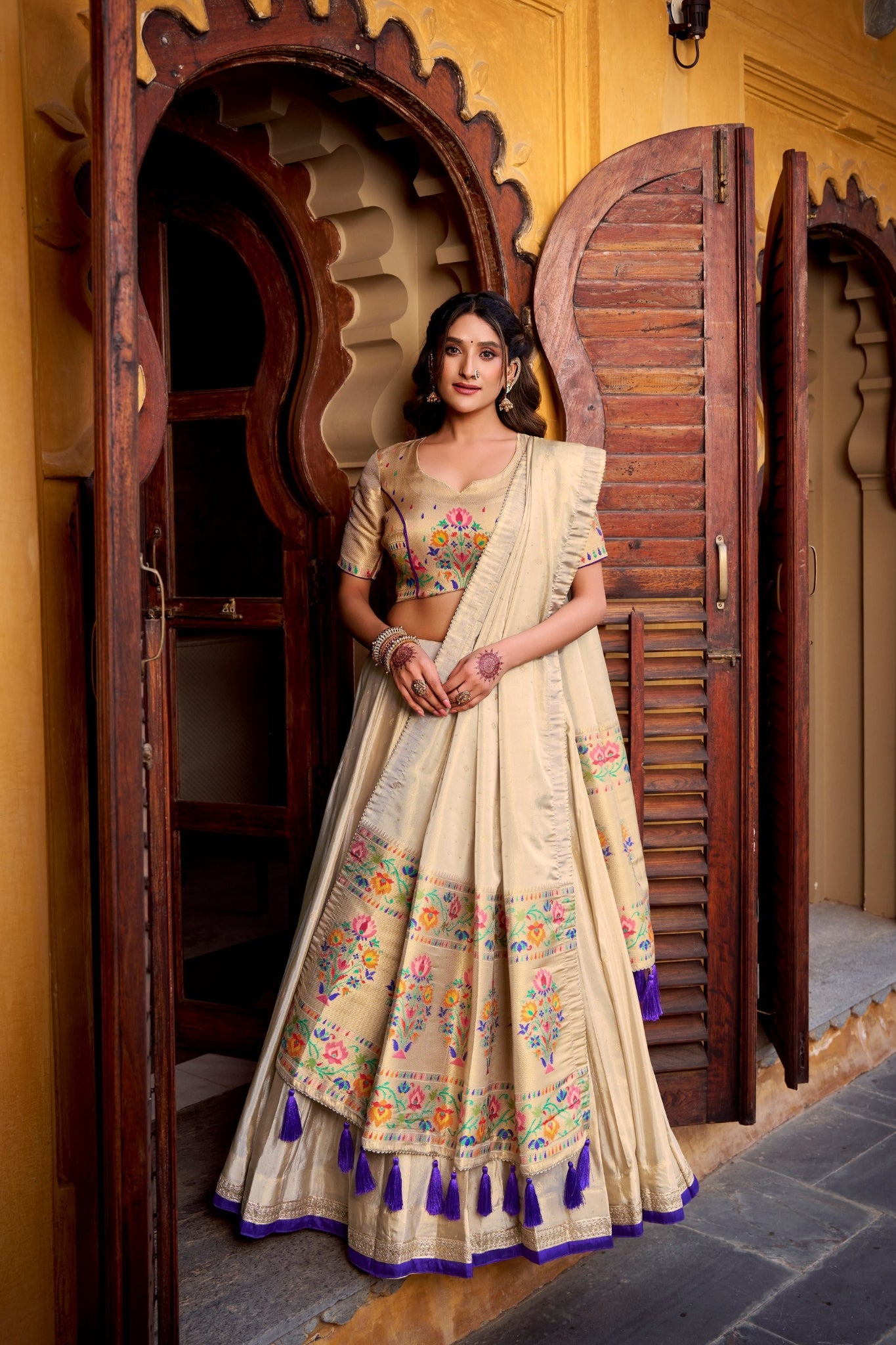 Designer Paithani Zari Weaving Shimmer Lehenga Choli With Dupatta