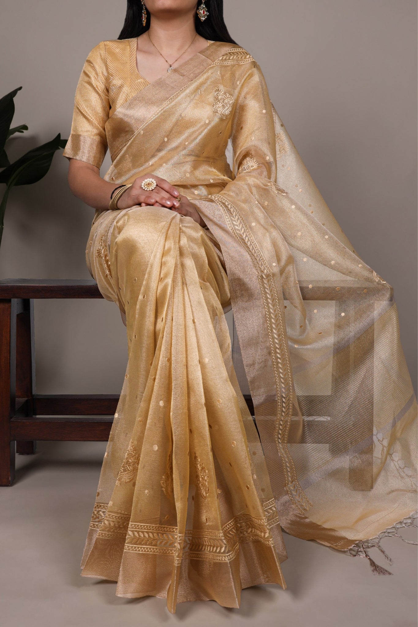 Shimmer And Shine Premium Designer Thread Embroidery Saree