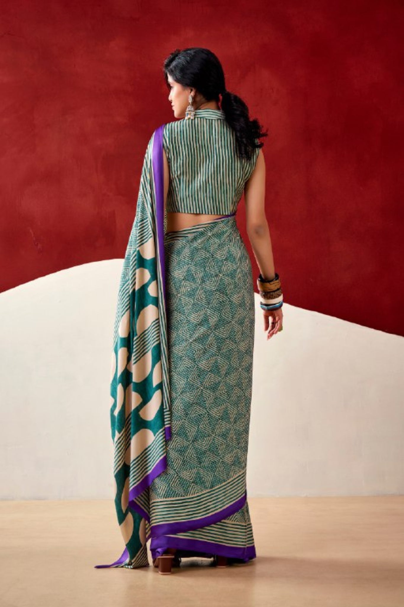 Soft Dull Silk Printed Saree With Elegant Border