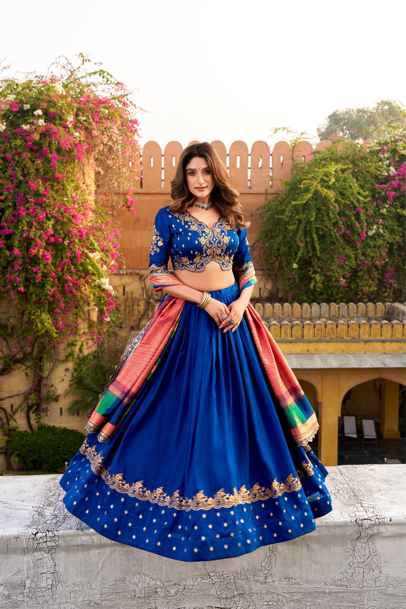 Elegant Vichitra Silk Embroidery Lehenga Choli
