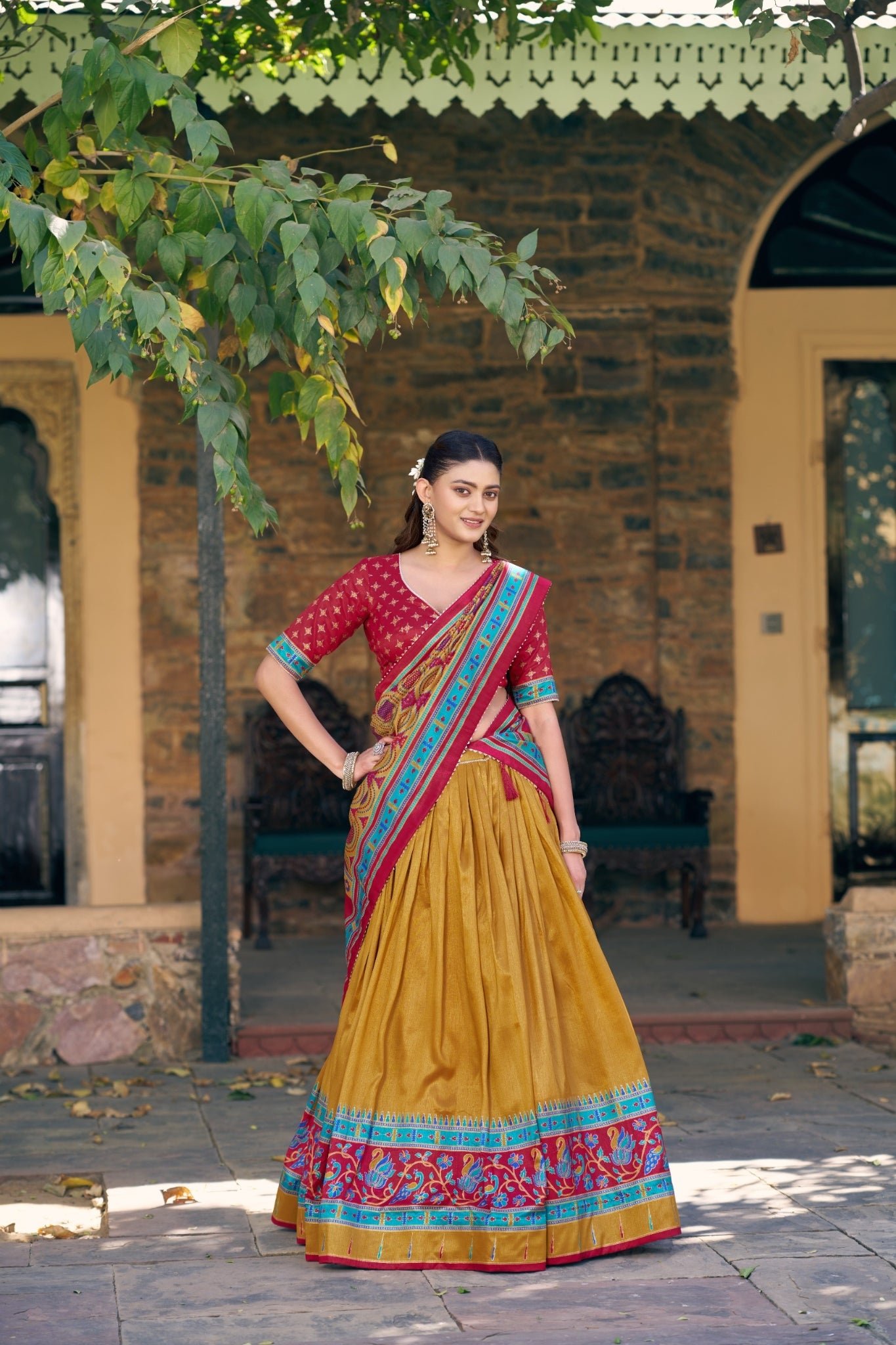 Premium Printed Festive Tasar Silk Lehenga Choli Set For Women