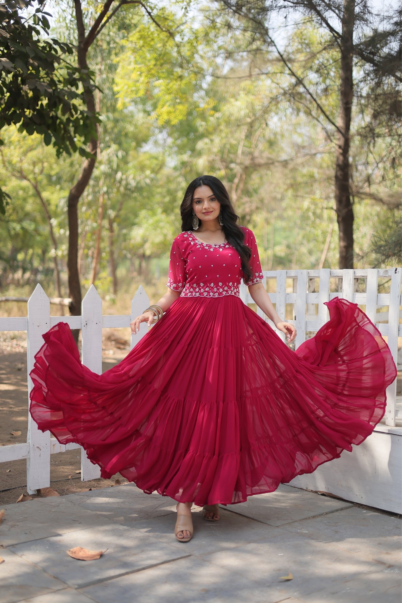 Stunning Beads Embroidery Work Beautiful Gown