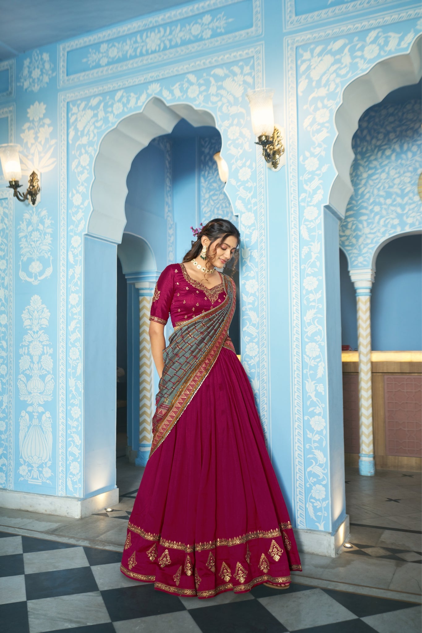 Premium Vichitra Silk Embroidered Wedding And Festive Designer Lehenga Choli For Women