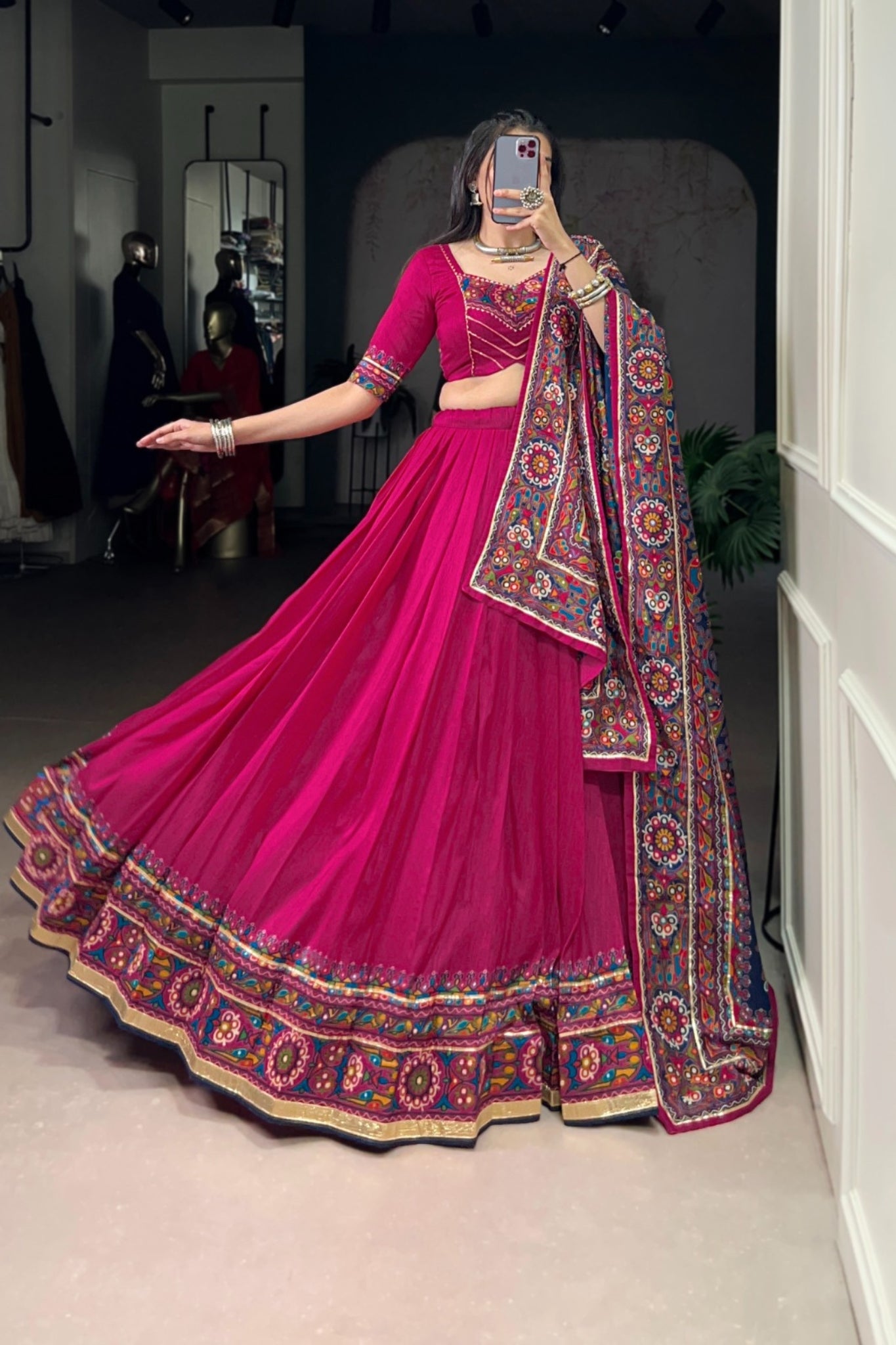Gamthi Print Embossed Designer Beautiful Lehenga Choli