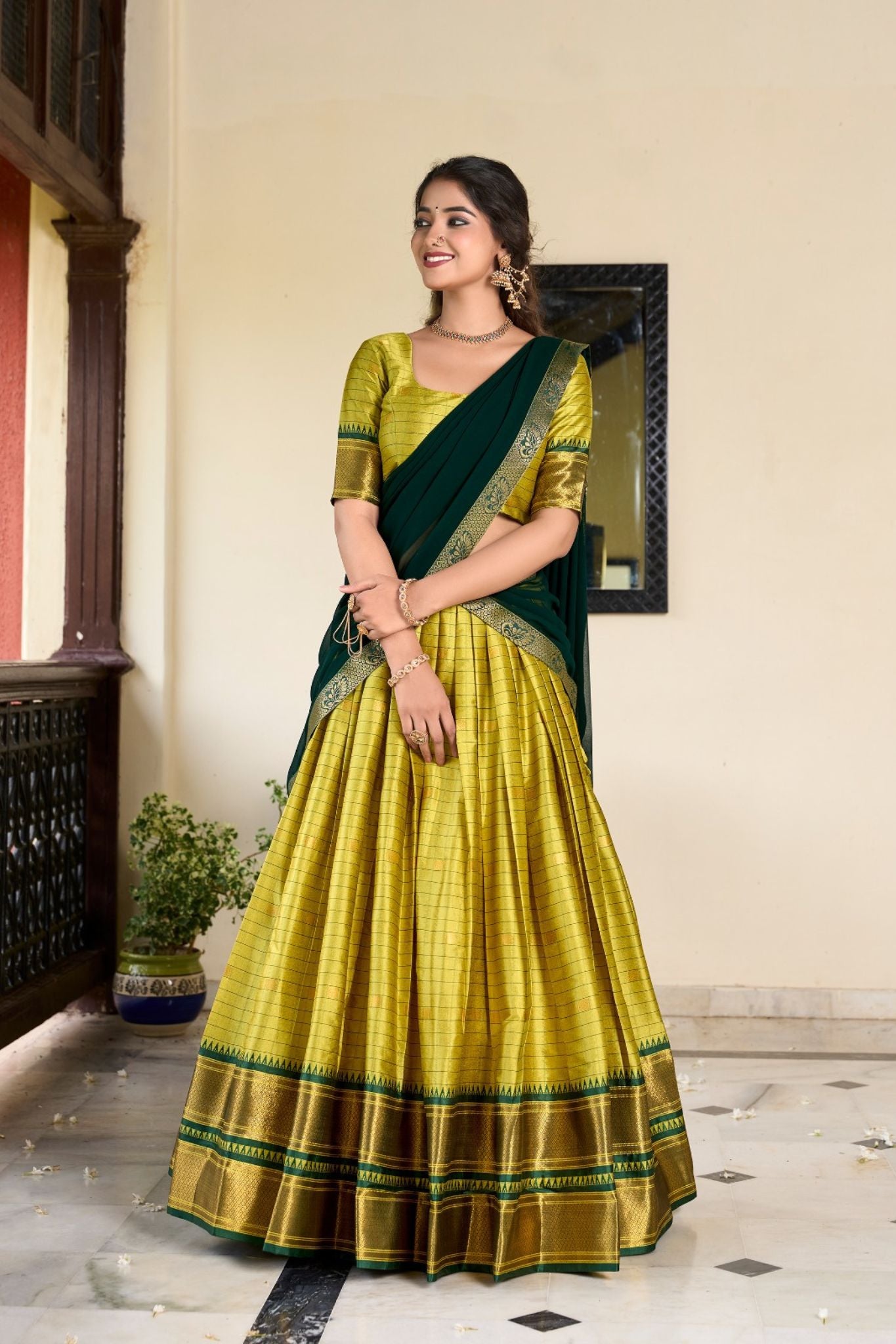 Cotton Silk Weaving Work Lehenga Choli