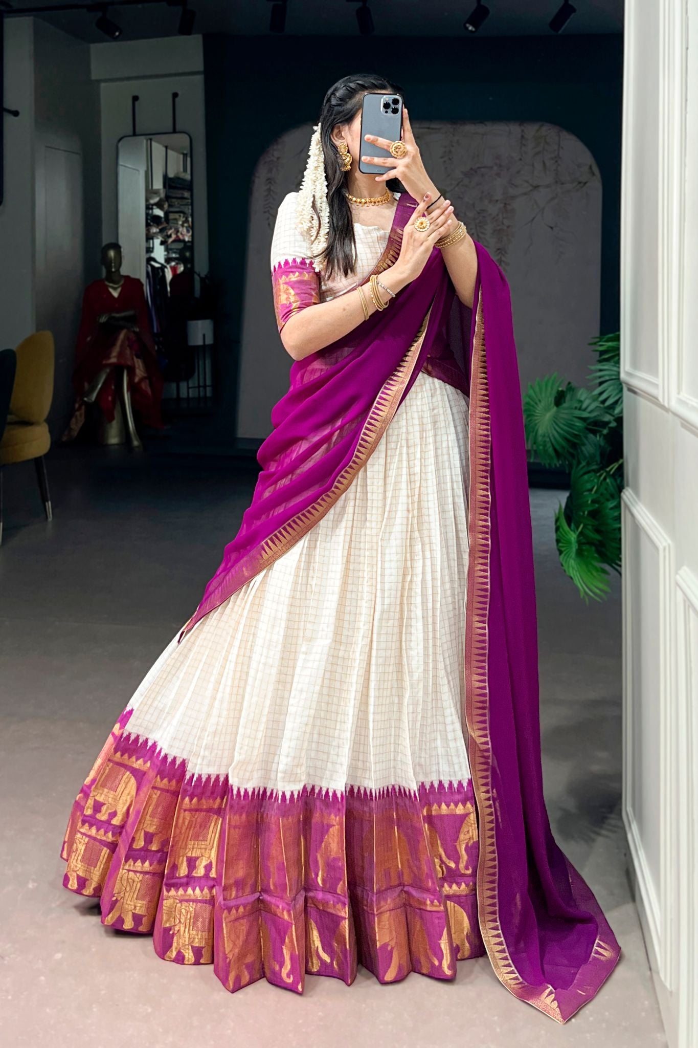 Kalyani Cotton Lehenga Choli Paired With Flowing Georgette Dupatta