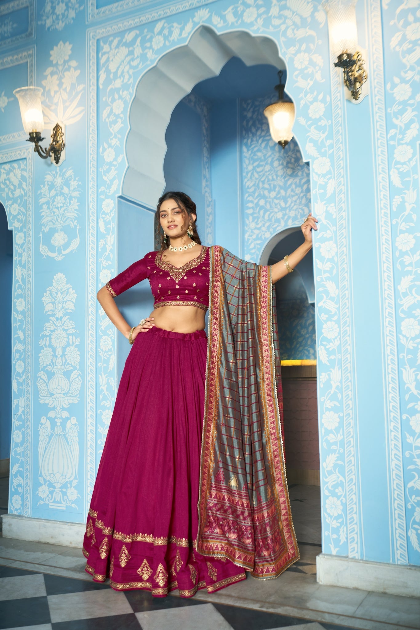 Premium Vichitra Silk Embroidered Wedding And Festive Designer Lehenga Choli For Women